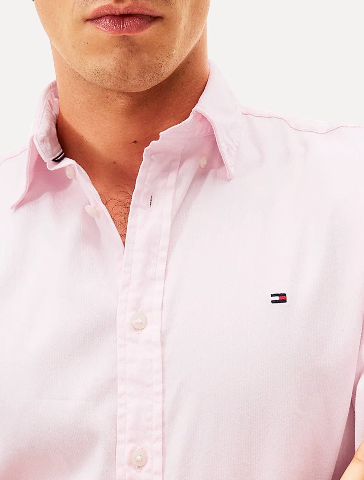 Vista 3 Camisa Tommy Hilfiger Masculina Slim THFlex Poplin azul marinho Tommy Hilfiger azul marinho