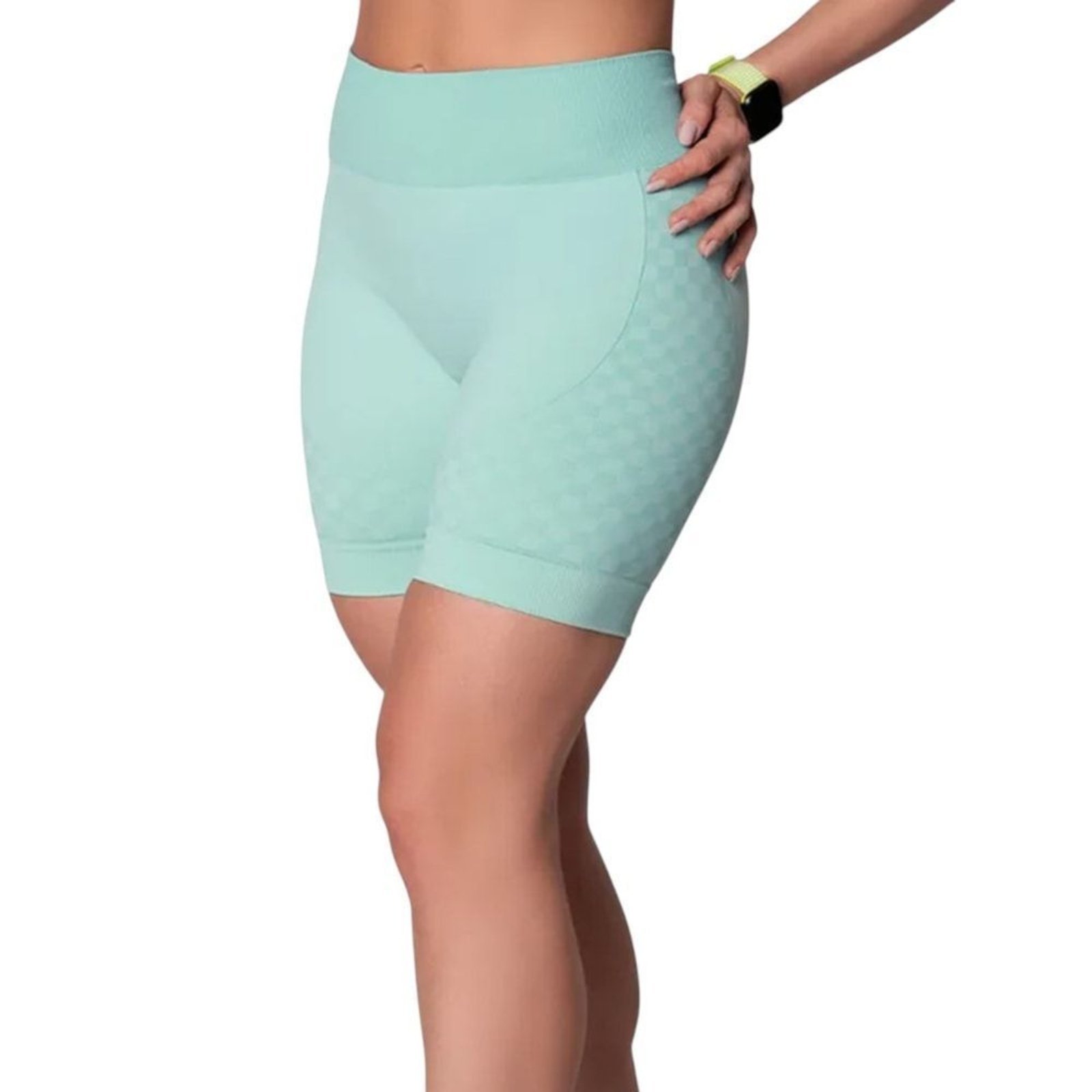 Short Selene Sem Costura Quadriculado Feminino – Verde – selene