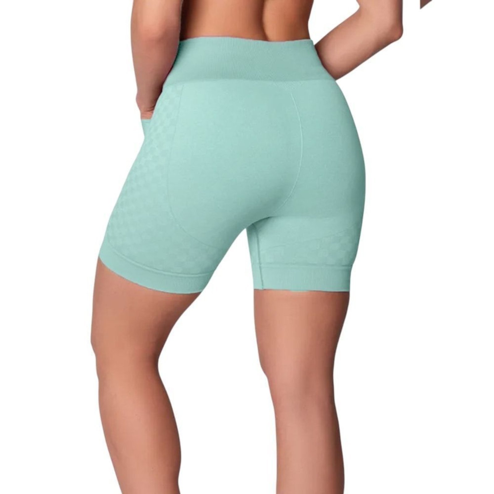 Vista 3 Short Selene Sem Costura Quadriculado Feminino verde SELENE verde