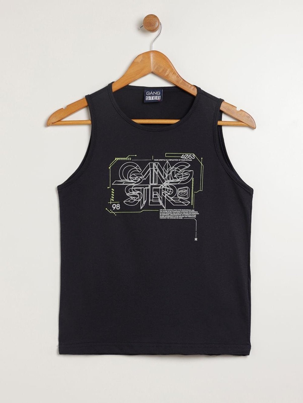 Vista 2 Infantil - Camiseta Regata Juvenil Para Menino - MARINHO Gangster azul Gangster azul