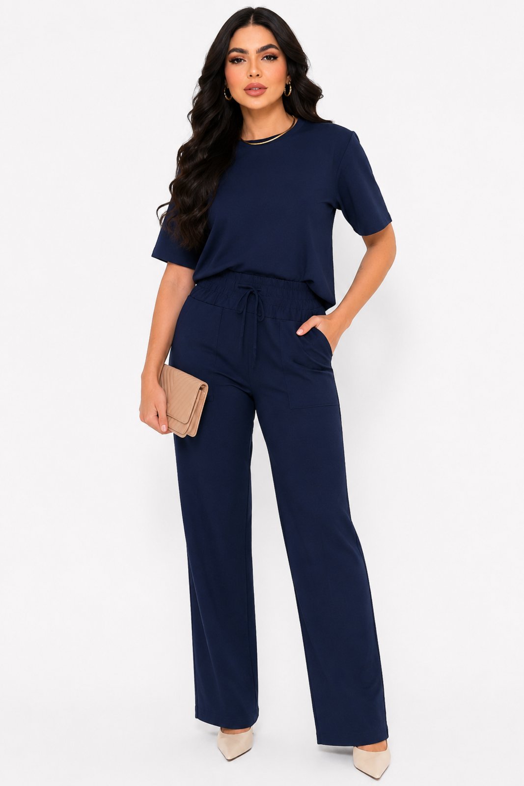 Conjunto Moletinho D Bell Outlet Fashion Comfy Chic Azul Marinho