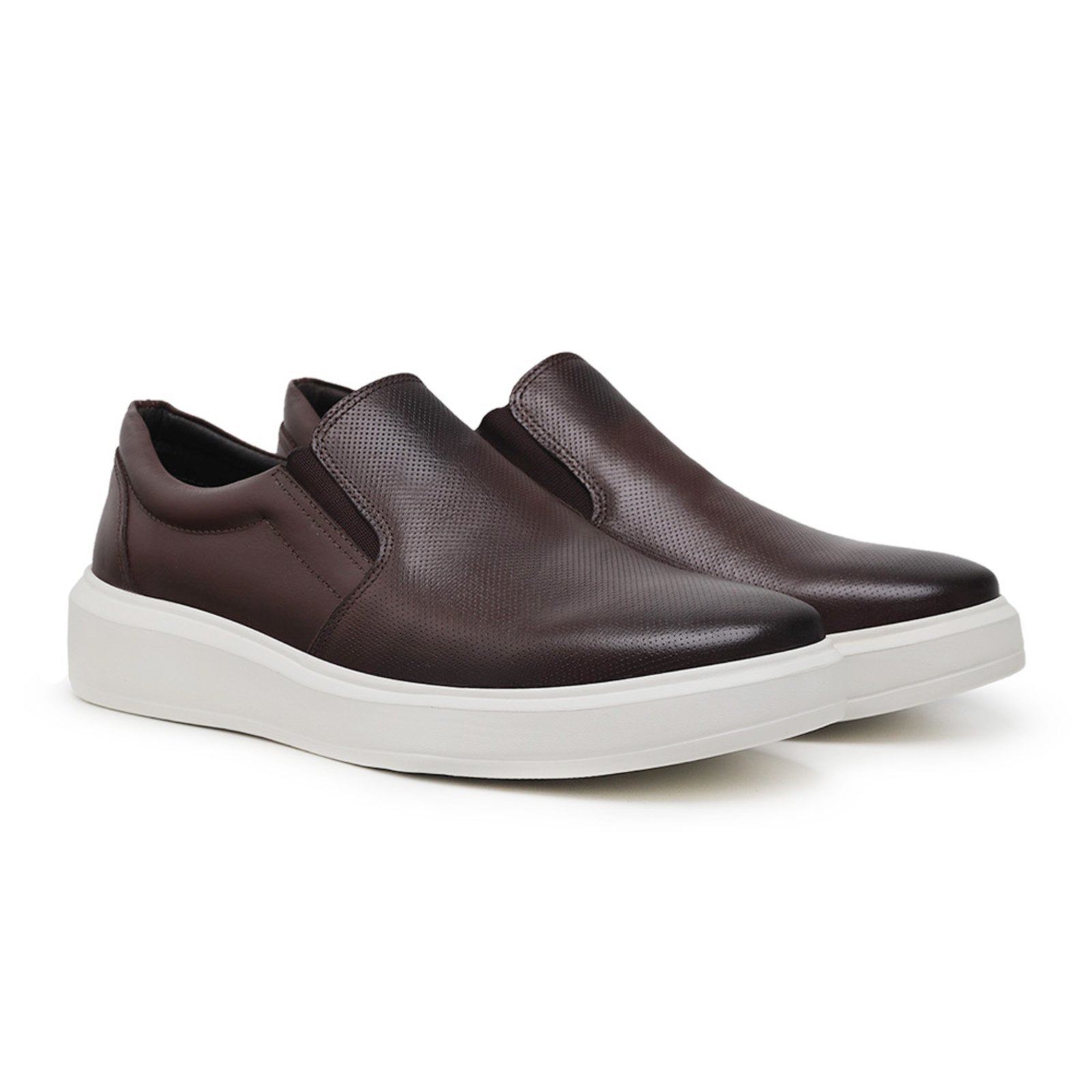 Tenis casual masculino de couro, modelo 3100 milano cafe