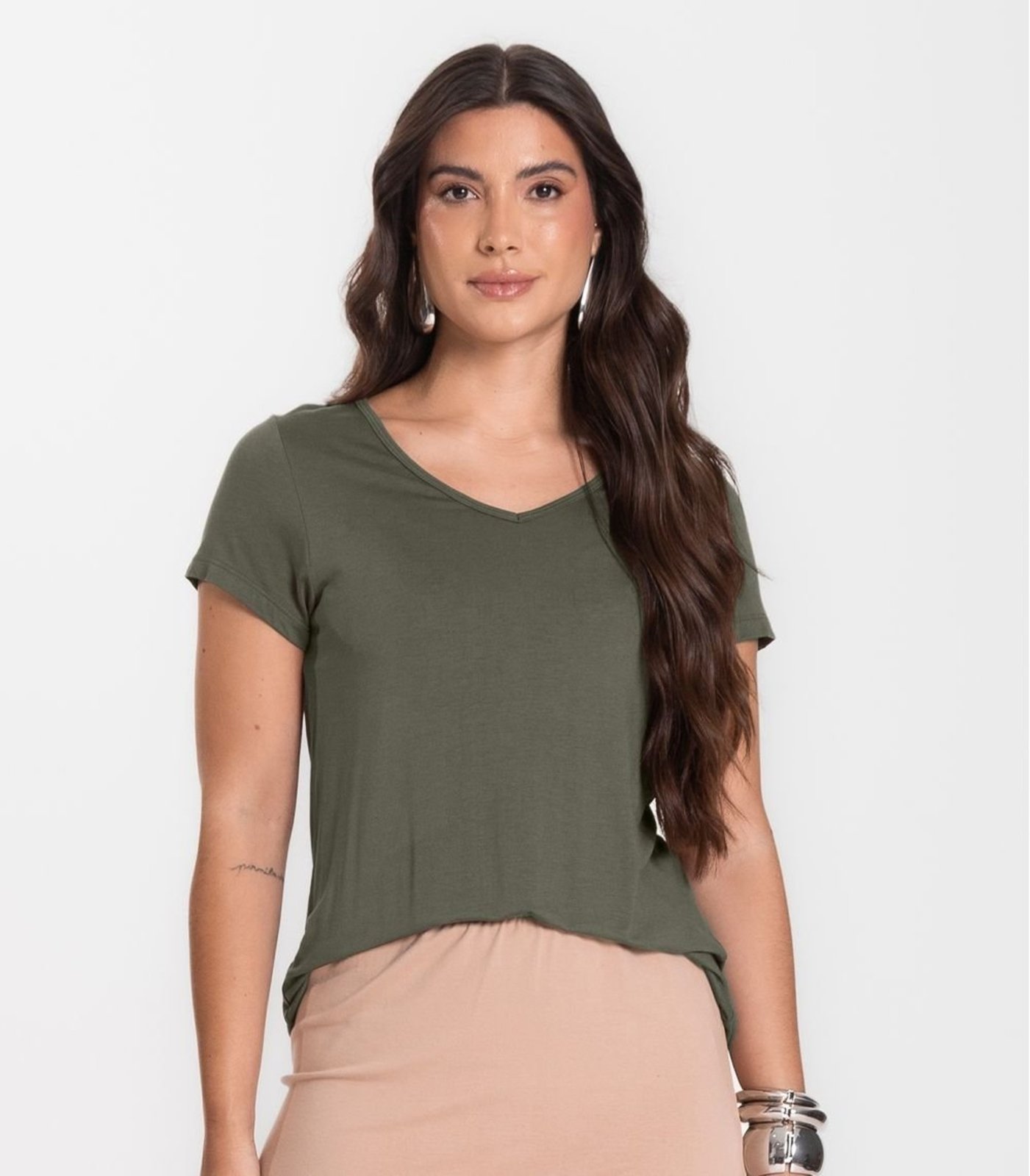Vista 2 Blusa Feminina Básica Select verde Select verde