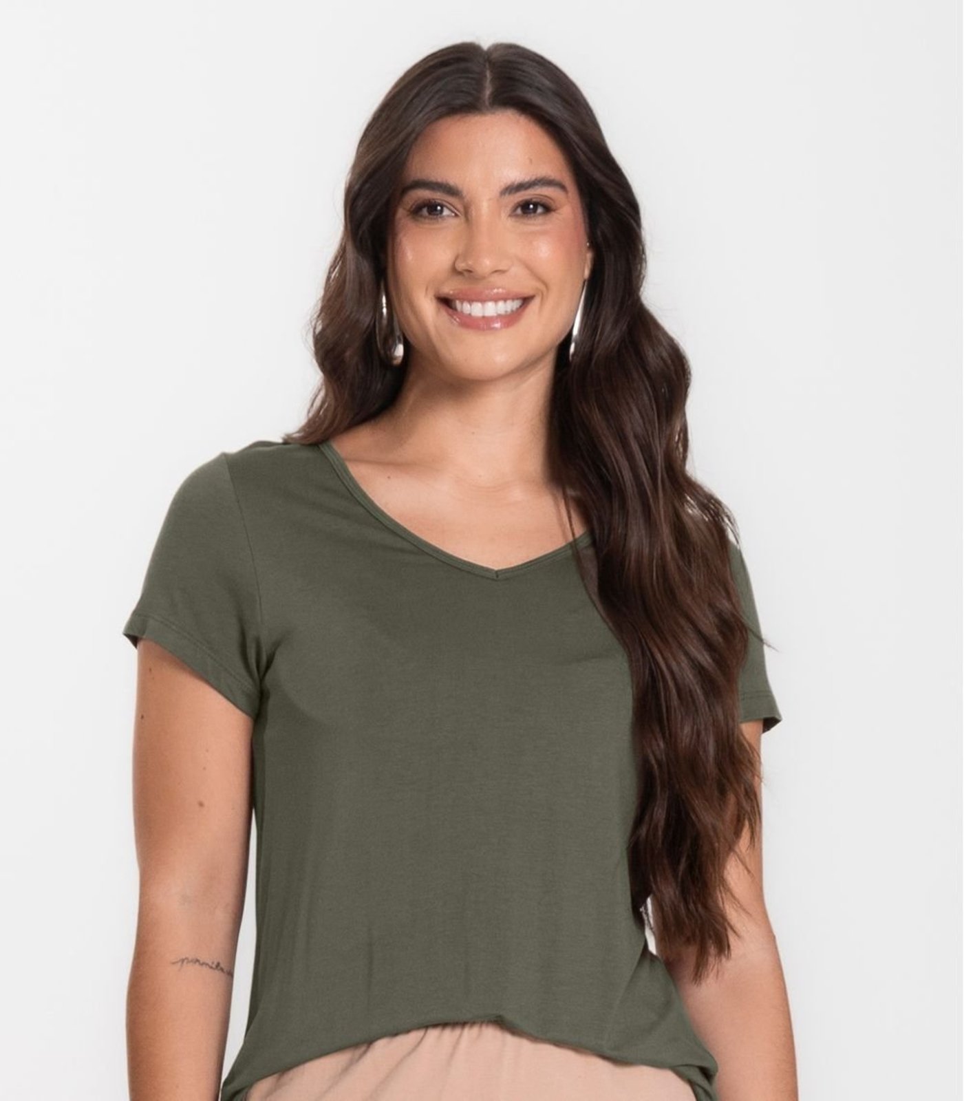 Vista 3 Blusa Feminina Básica Select verde Select verde