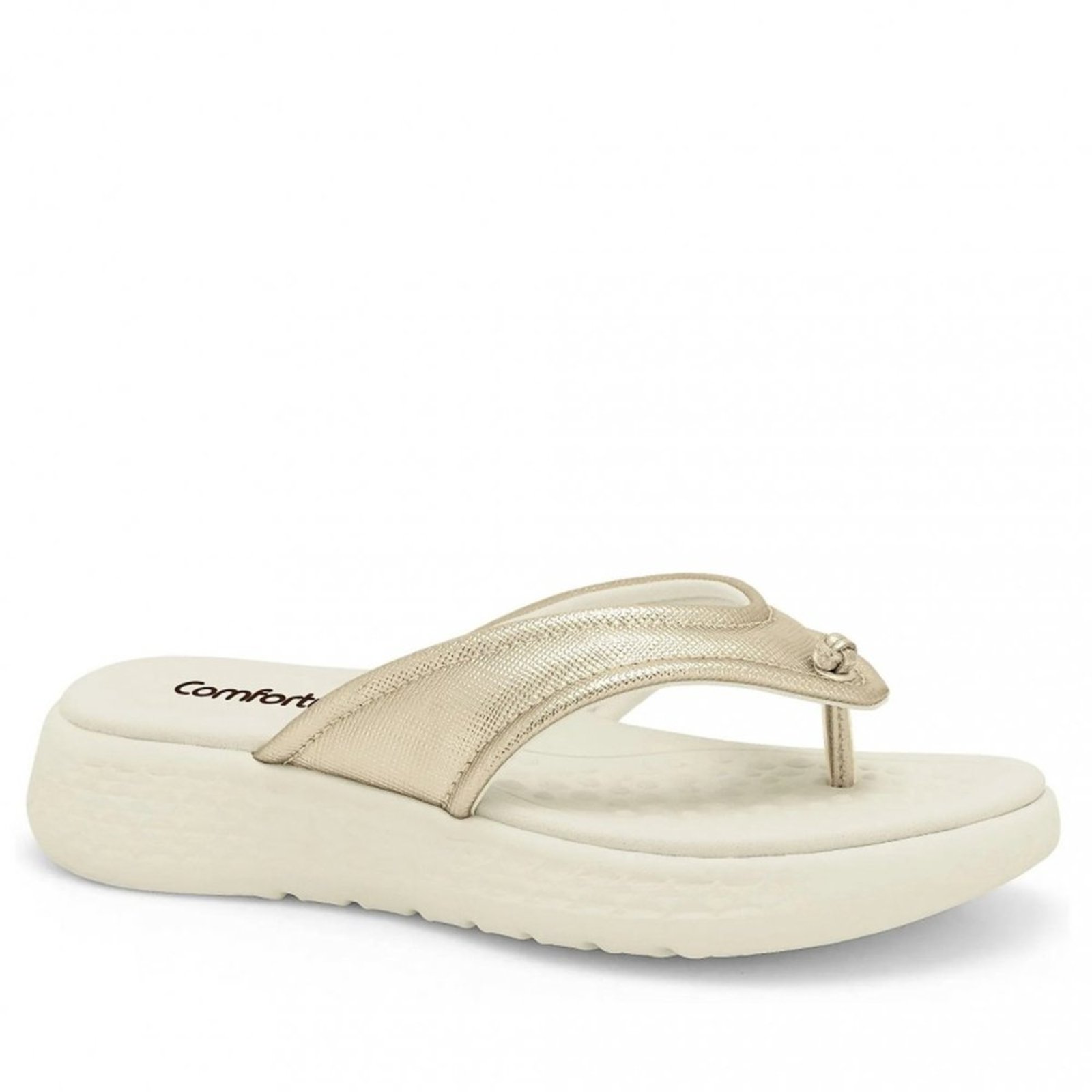 Chinelo Feminino Comfortflex Plataforma 25-47401 Comfortflex Dourado