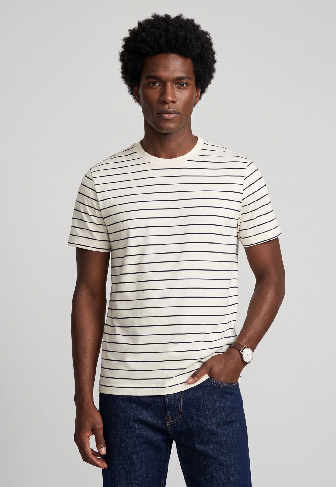 Camiseta Masculina Aramis Listrada Branca