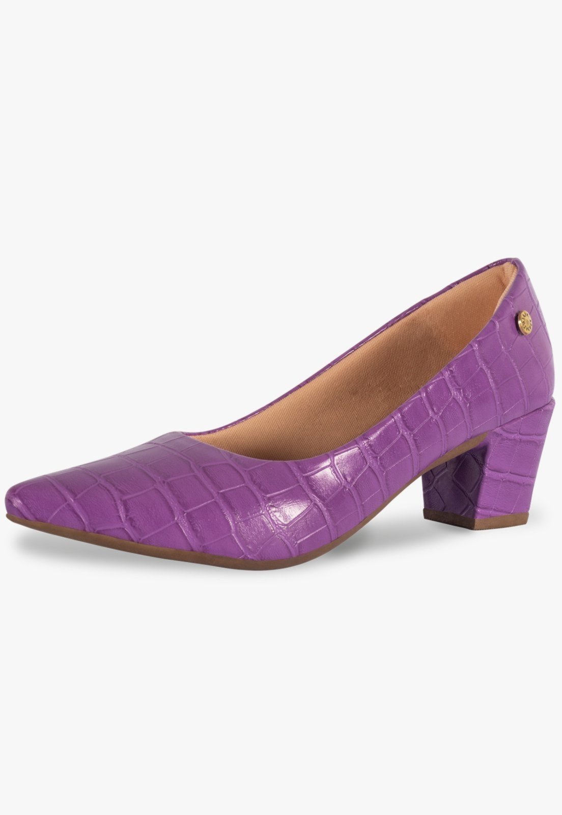Vista 2 Scarpin Feminino Takata Salto Baixo Bloco Grosso Sapato Social Croco Roxo Iris TAKATA BY RAFAEL TAKATA lilás TAKATA BY RAFAEL TAKATA lilás