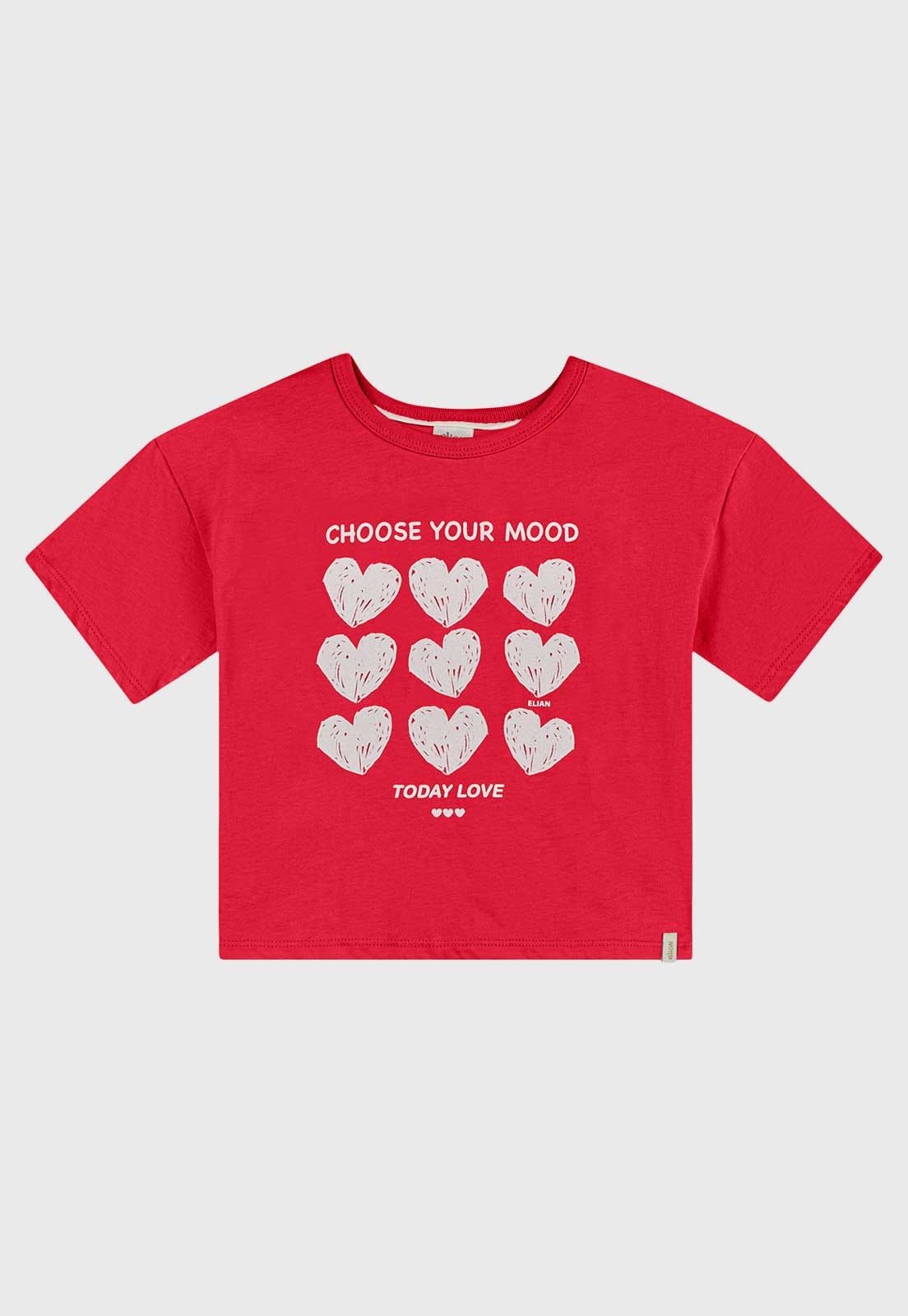 Infantil - Camiseta Elian Estampa Corações Vermelha