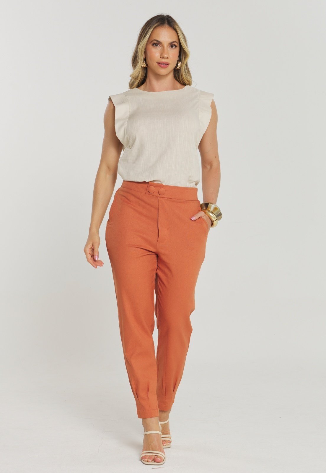 Blusa Rudély Tricoline Bege