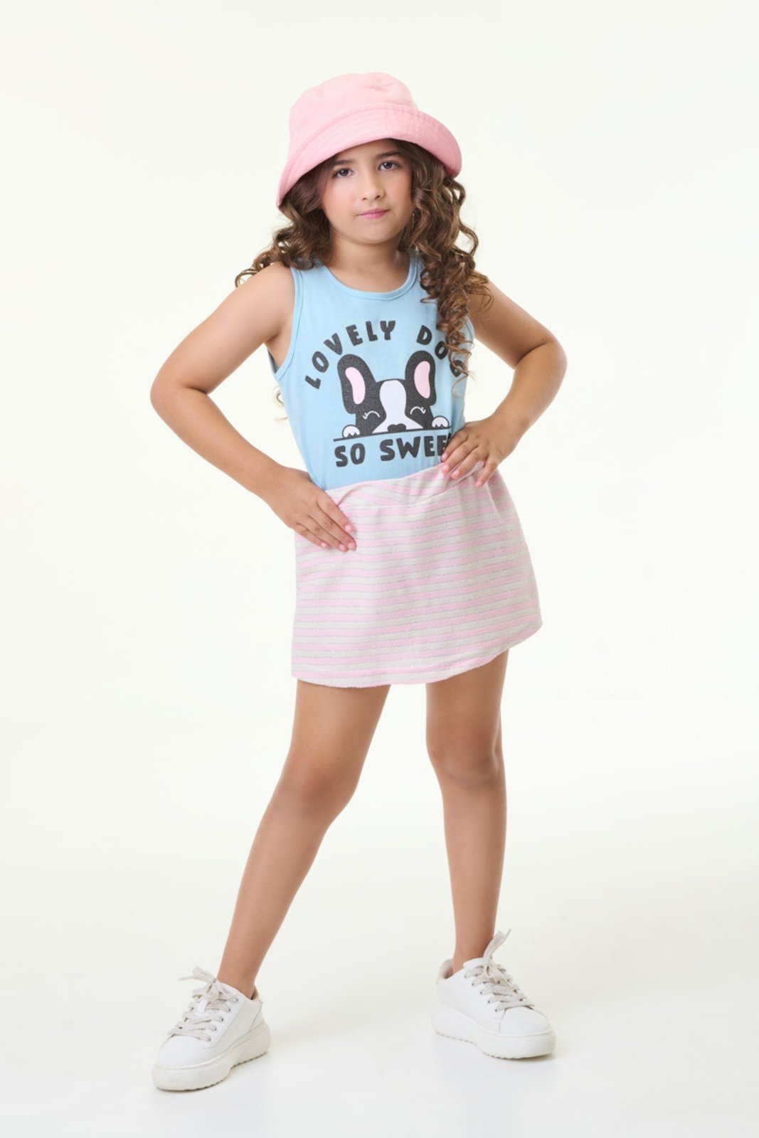 Infantil - Conjunto Feminino Verão Dog Tam 1 ao 14 anos Azul celeste