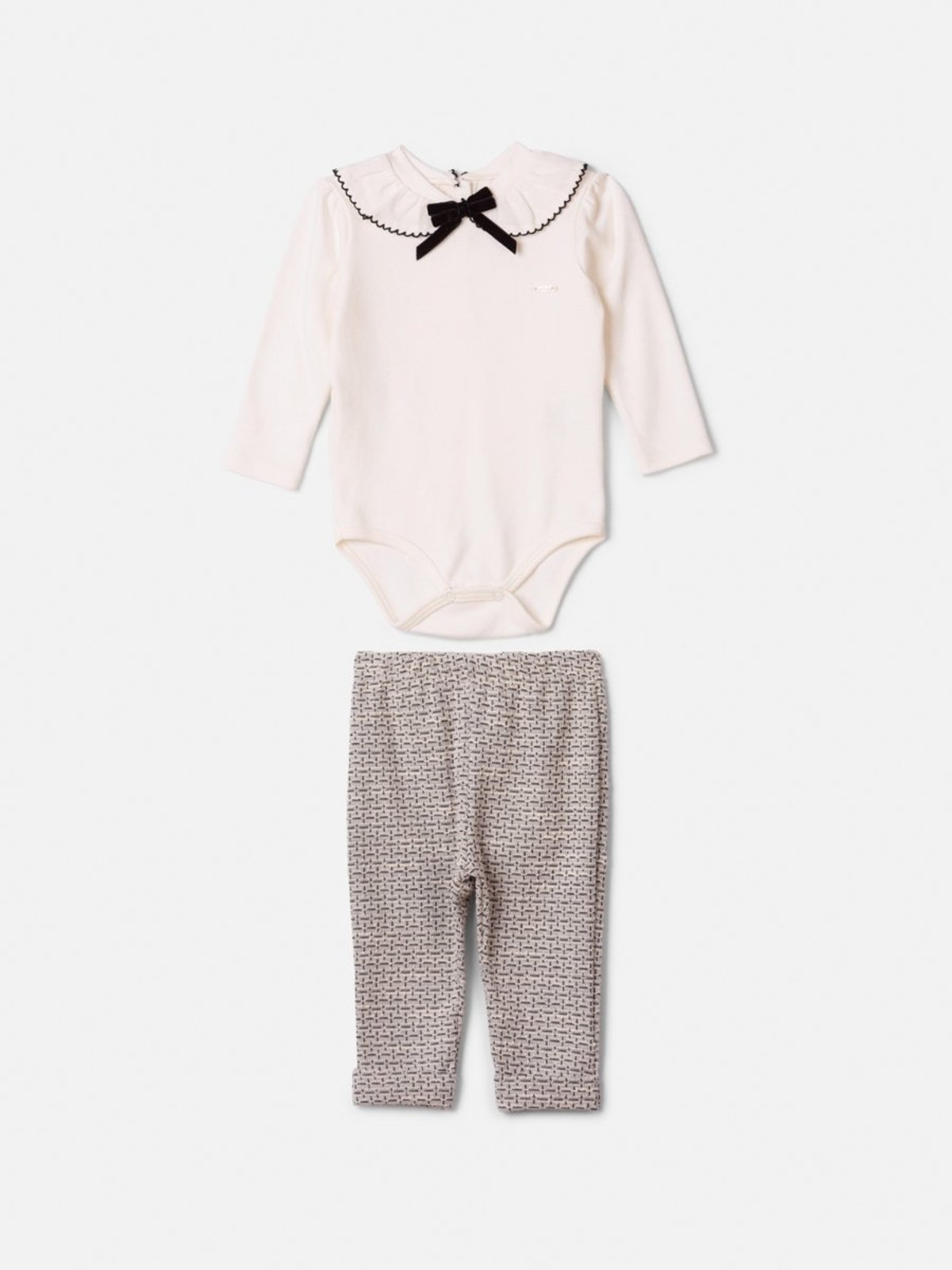 Infantil - Conjunto Menina Animê Manga Longa de Tweed com Gola e Laço de Veludo