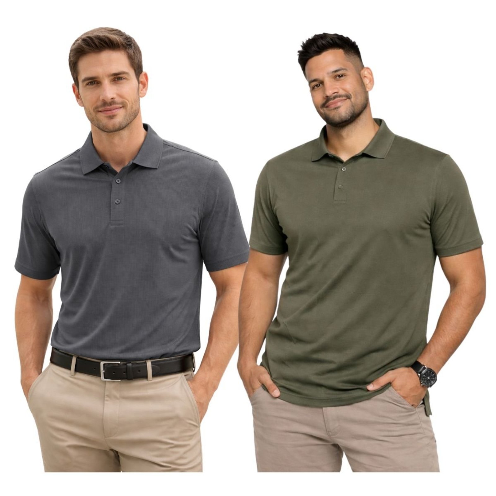 Kit 2 Camisas Polo Masculina Poliamida Premium Preto e Branco