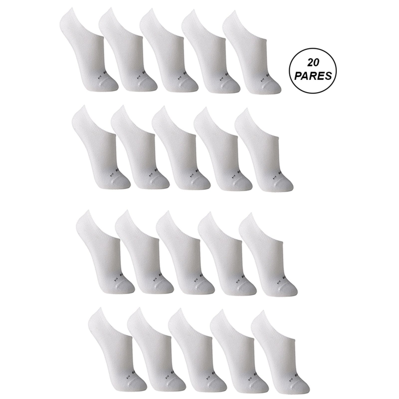 Kit 20 Pares Meias Lupo Invisível Sport Branca