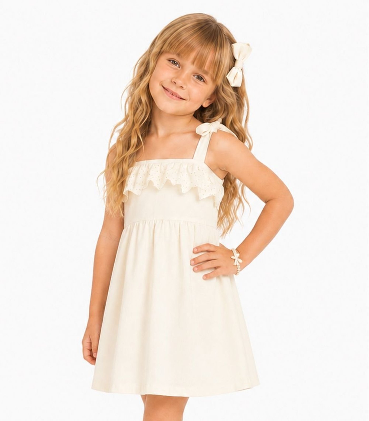 Infantil - Vestido De Alça Em Molecotton Trick Nick Branco