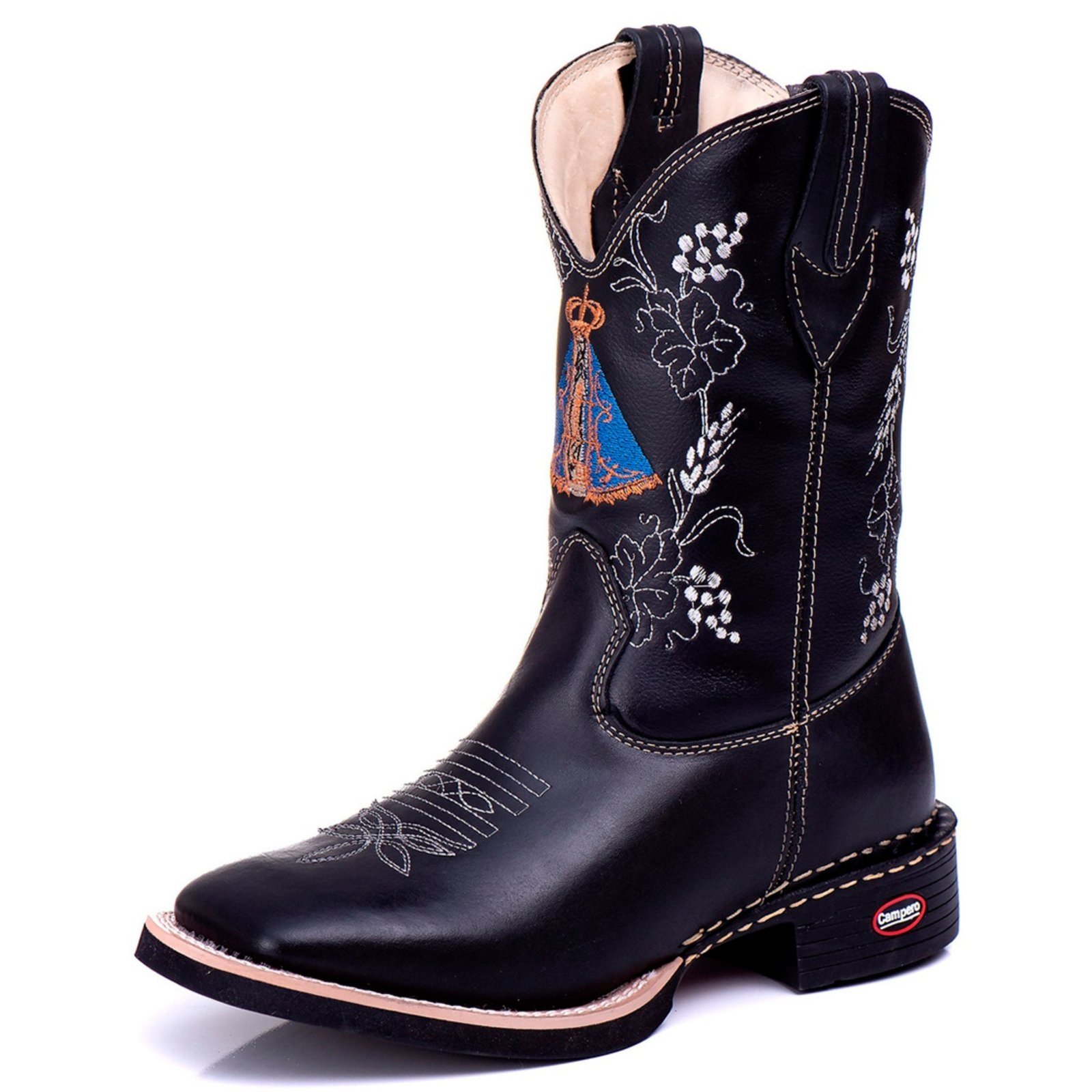 Bota Couro Campero Texana Nossa Senhora Preta