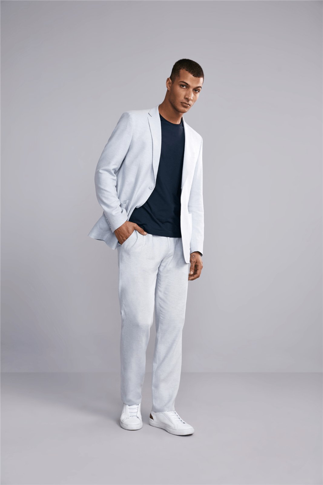 Vista 3 HIGHSTIL Blazer Alfaiataria Liso Linen Blend Slim Fit Claro azul HIGHSTIL azul