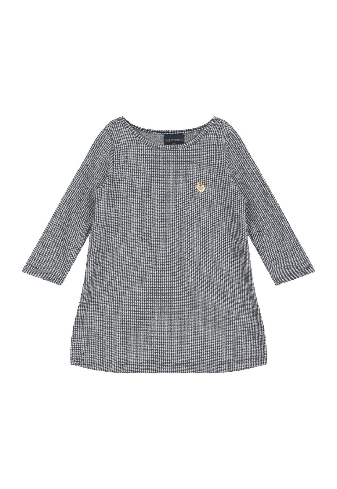 Infantil - Vestido para em Interlock Pied Poule Guloseima Preto