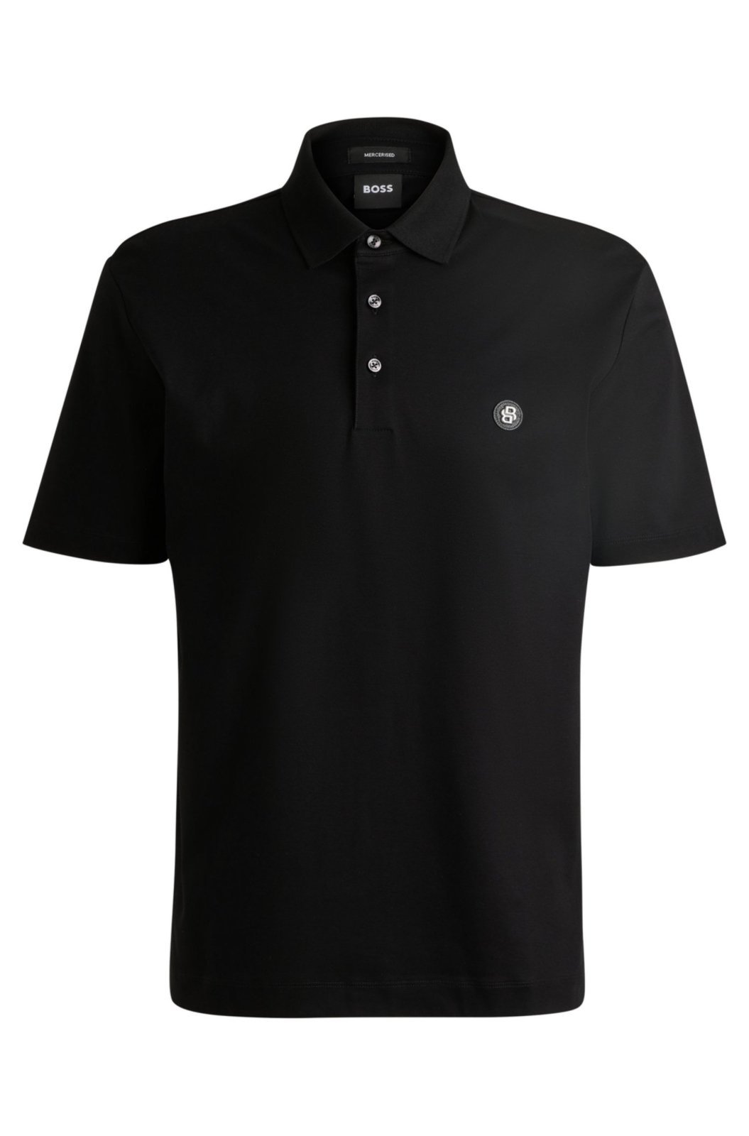 Polo De Algodão Mercerizado Com Monograma Preto - EG-XL