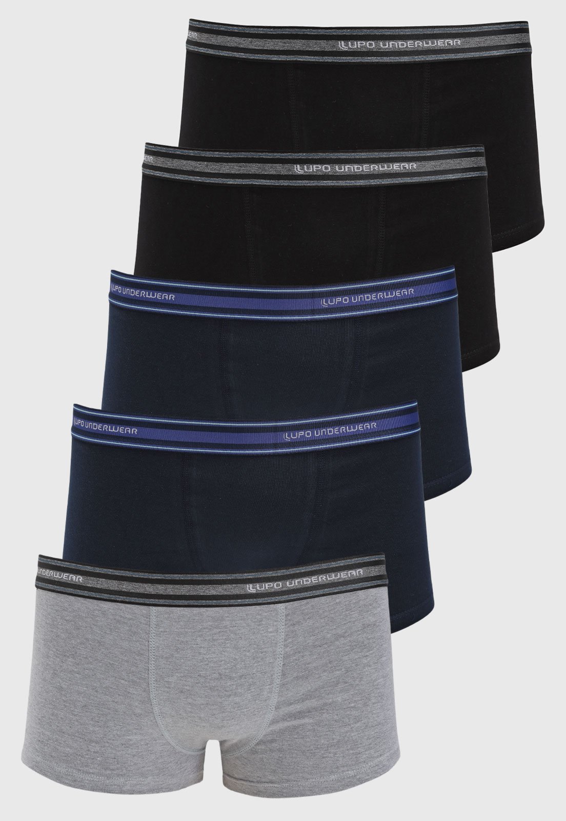 Kit 5pçs Cueca Lupo Sunga Logo Cinza