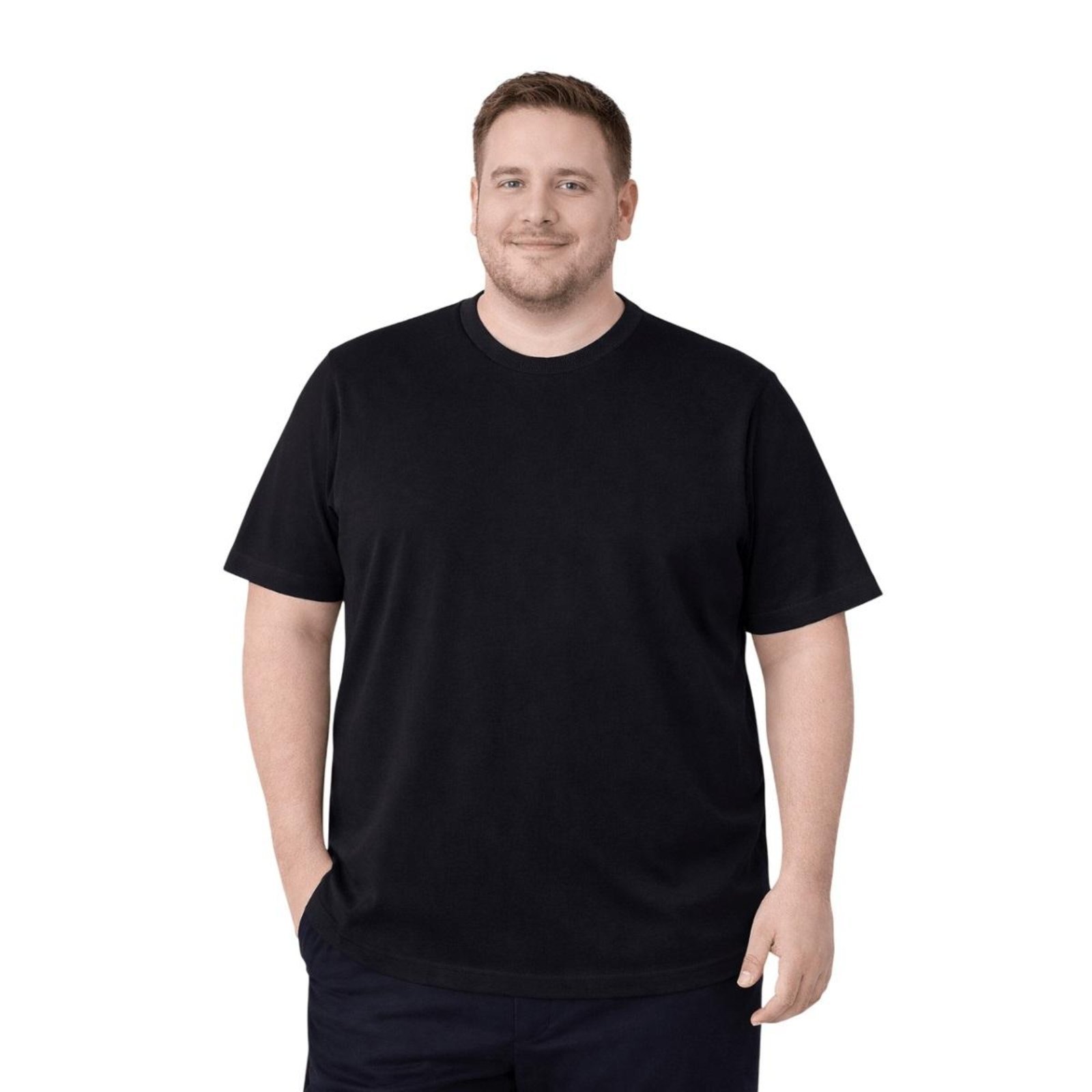 Camiseta Manga Curta Basica Plus Size Masculina Fico 00668 Preta