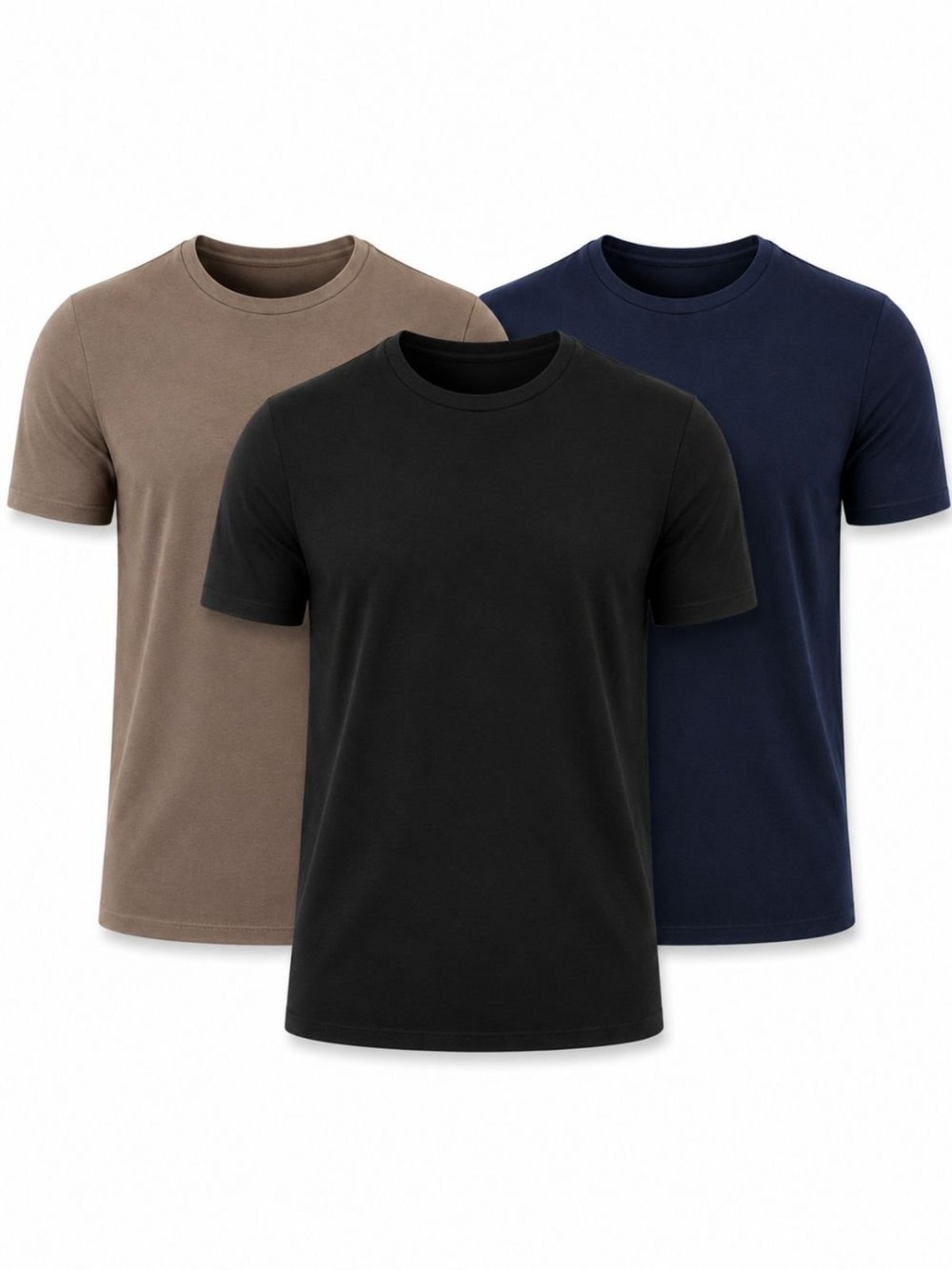 Kit 3 Camisetas Masculina Básica Slim Fit Tech com elastano Preto, Kaqui e Marinho Crocker