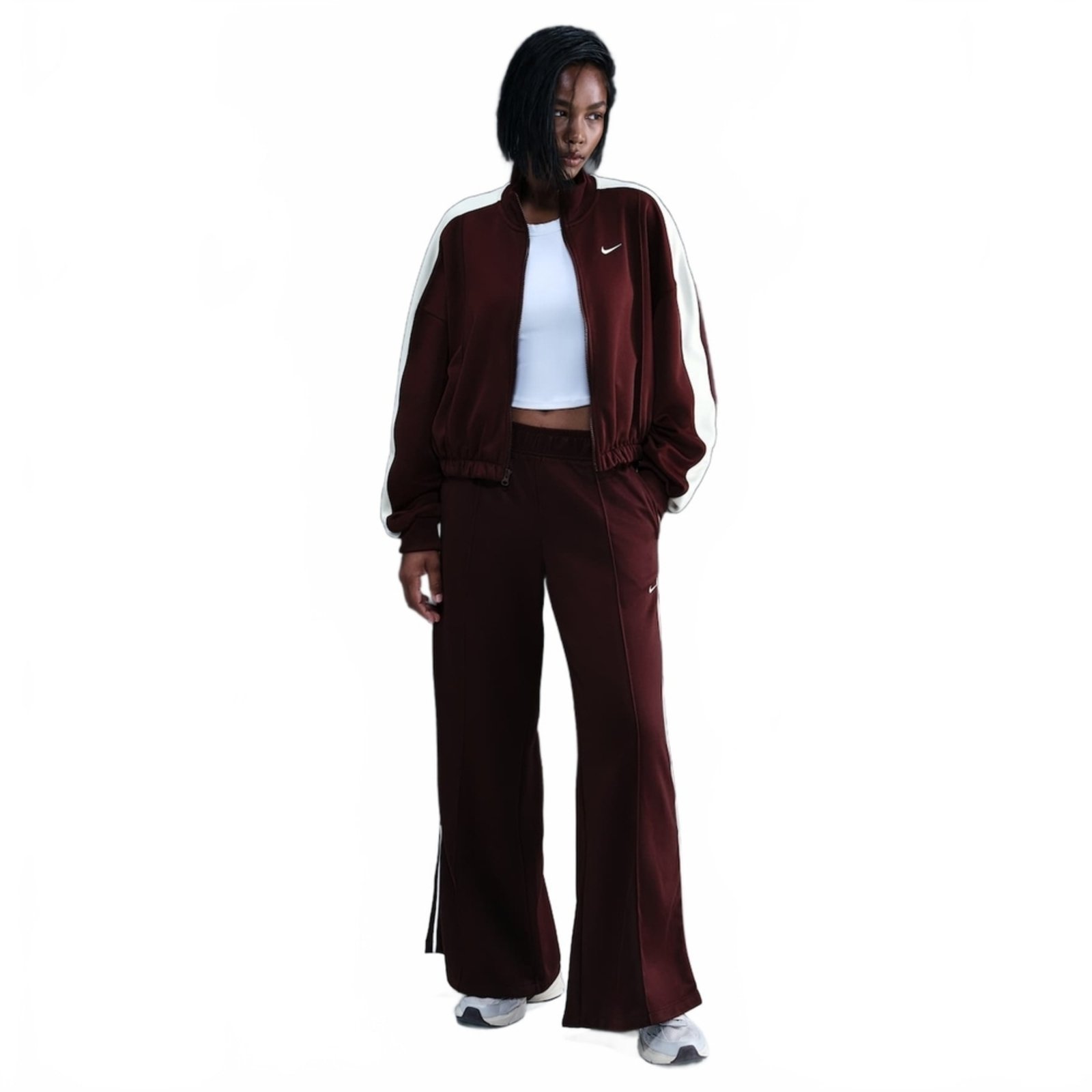 Vista 2 Calça Nike Sportswear Wide Leg Feminina vinho Nike vinho