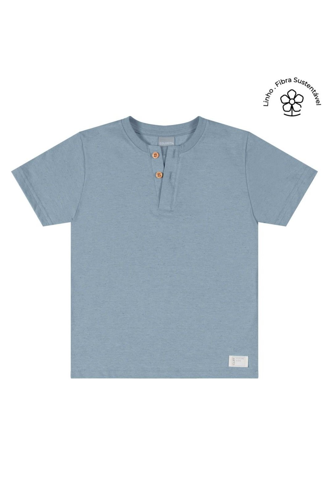 Infantil - Camiseta Menino Gola Henley Colorittá Azul