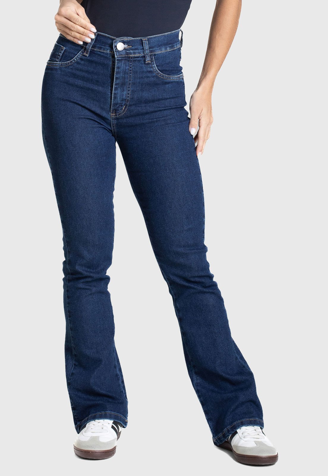 Calça Jeans Feminina Sawary Bootcut Petit Azul Escuro