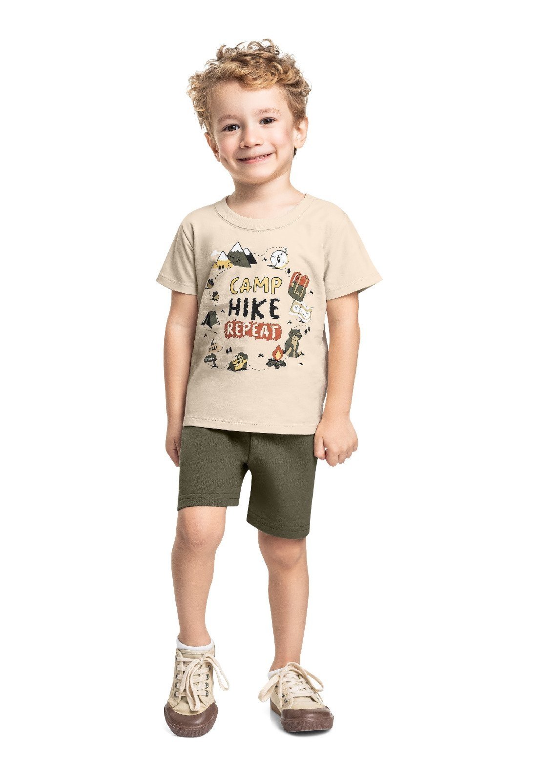 Infantil - Conjunto Camiseta Camp & Hike Bee Loop Branco