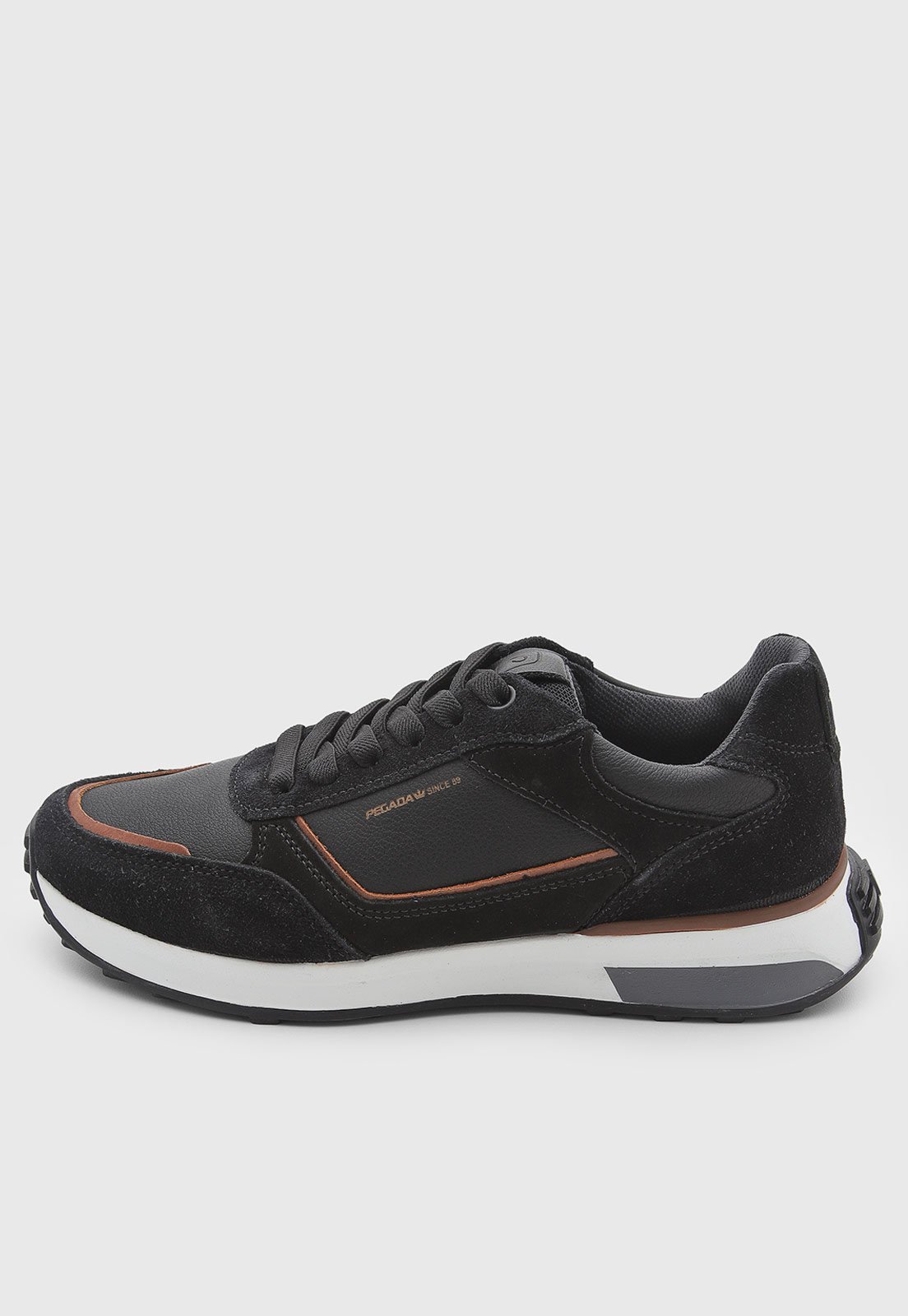 Tênis Masculino Pegada Couro Preto