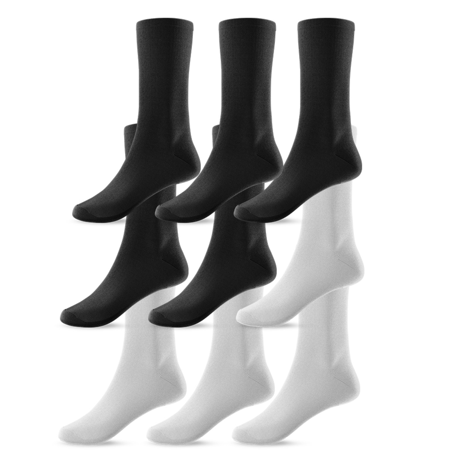 Kit 9 Pares de Meias Cano Alto Unissex Preto/Branco