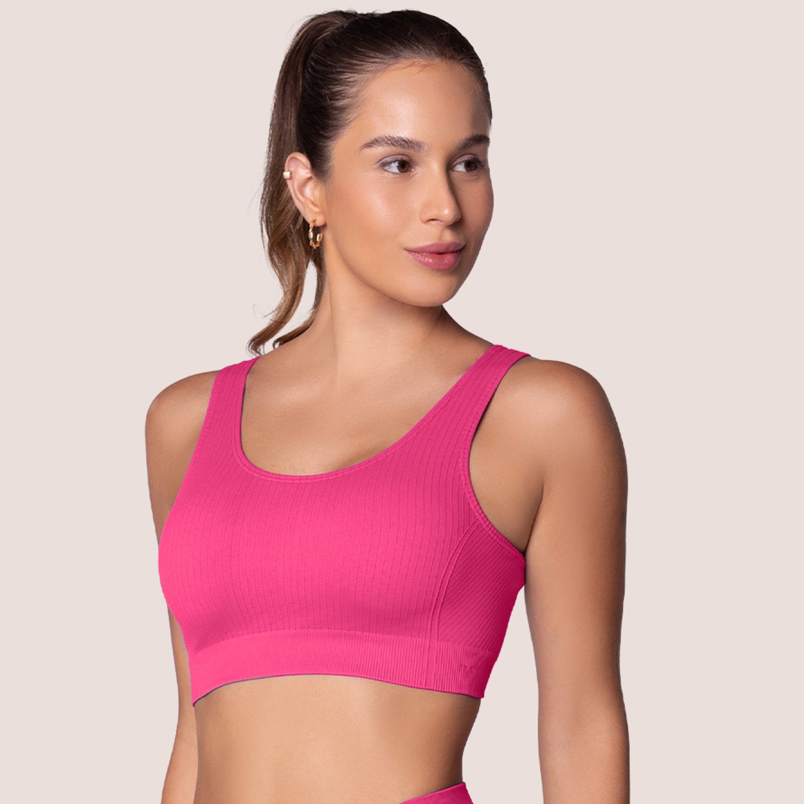 Top Feminino Selene Canelado Sem Costura Pink