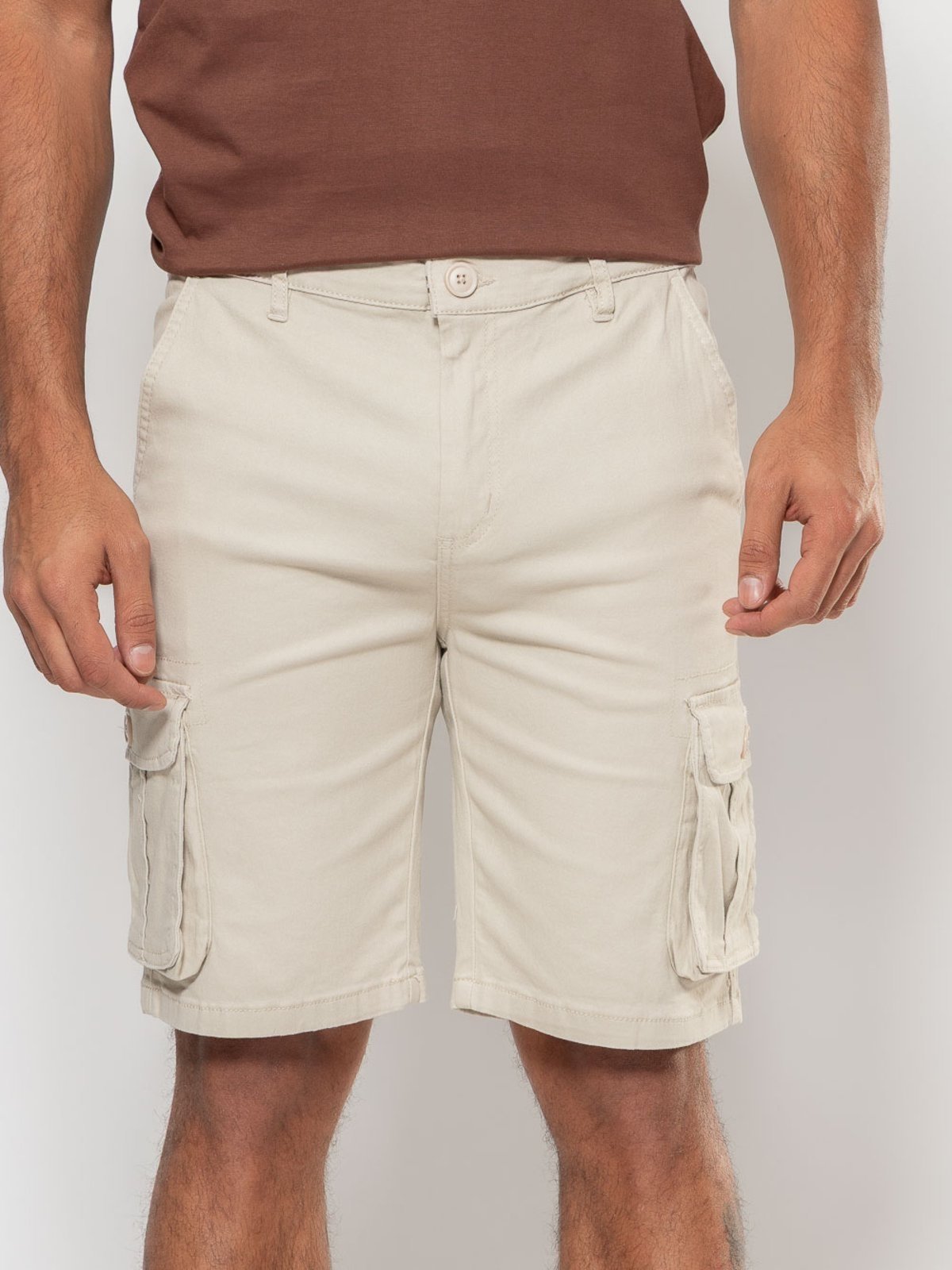 Vista 3 Bermuda Confort Sarja Masculina Cargo Crocker - 50025 bege Crocker bege