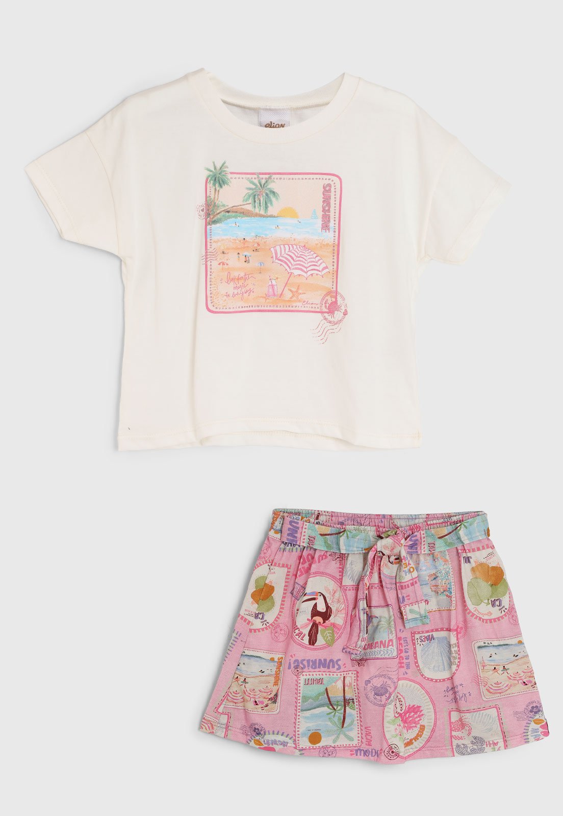 Infantil - Conjunto Curto Elian Estampado Off-White