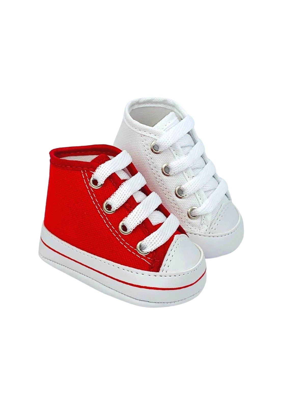 Infantil – Kit Com 2 Pares Sapatinho De Cano Alto Direto Da Fabrica T20 Branco E Vermelho