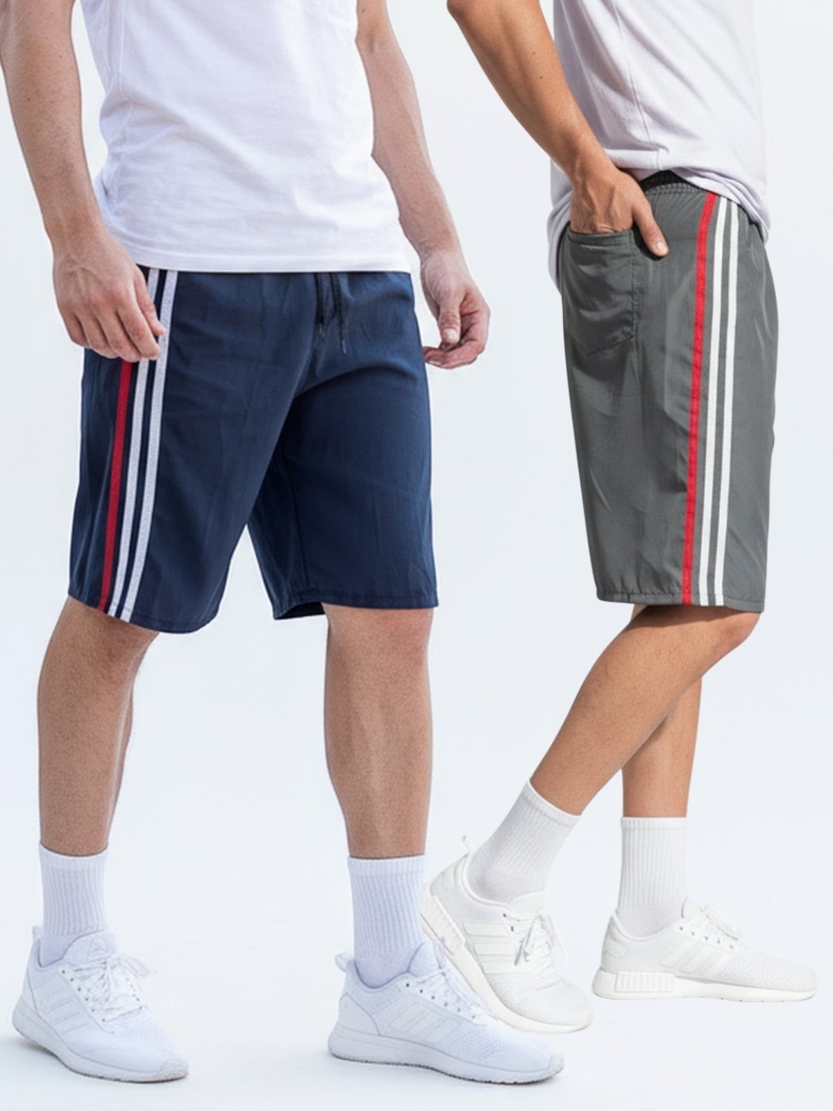 KIT 2 Bermudão Popular Masculino KS Tactel Listra Lateral Esporte