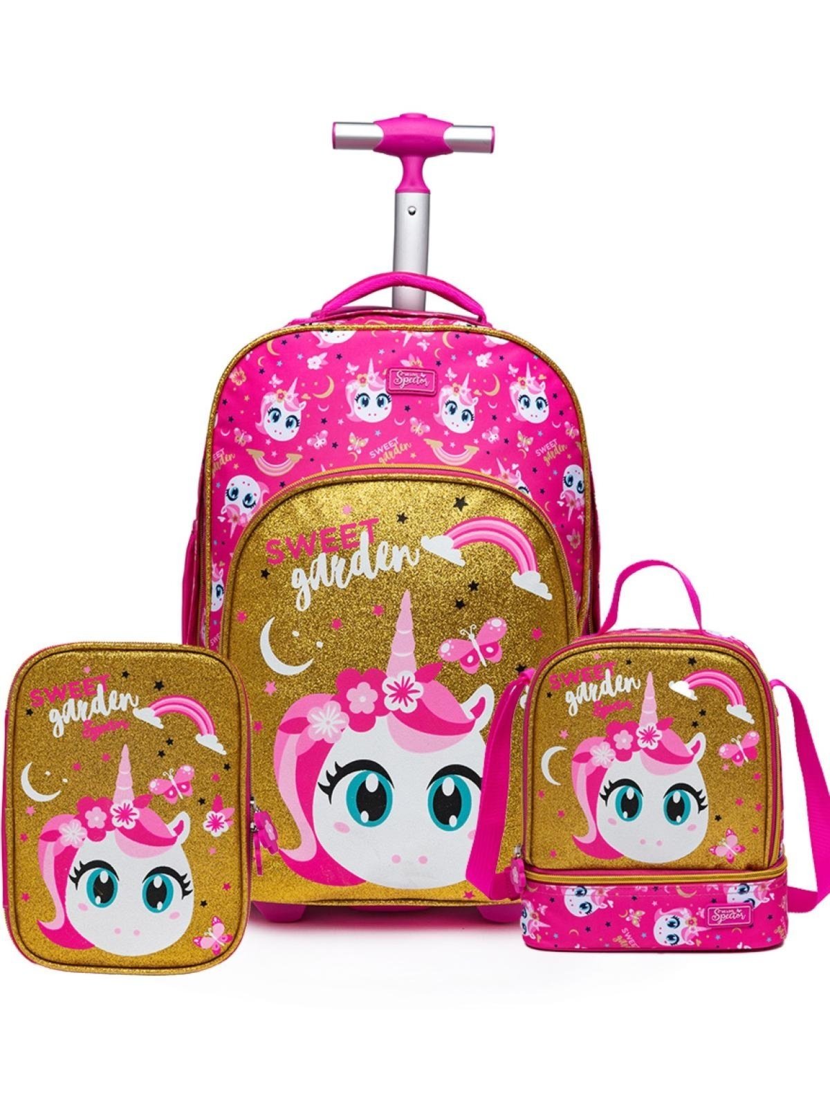 Infantil – Kit Mochila Rodinha Unicórnio Feminina Escolar Reforçada