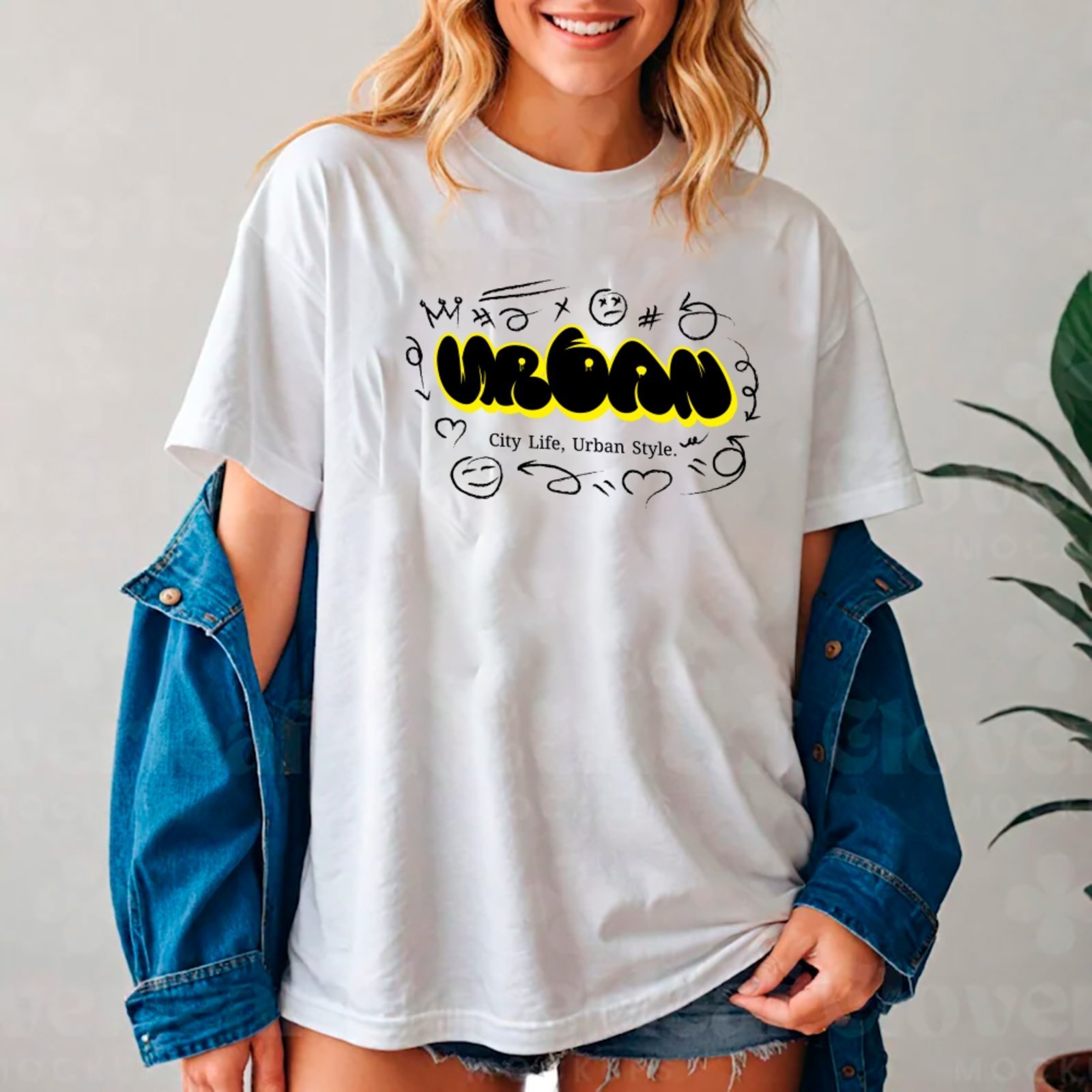Vista 2 Camiseta Ousy Streetwear Urban City Life Estampa Criativa Oversized branco ousy branco