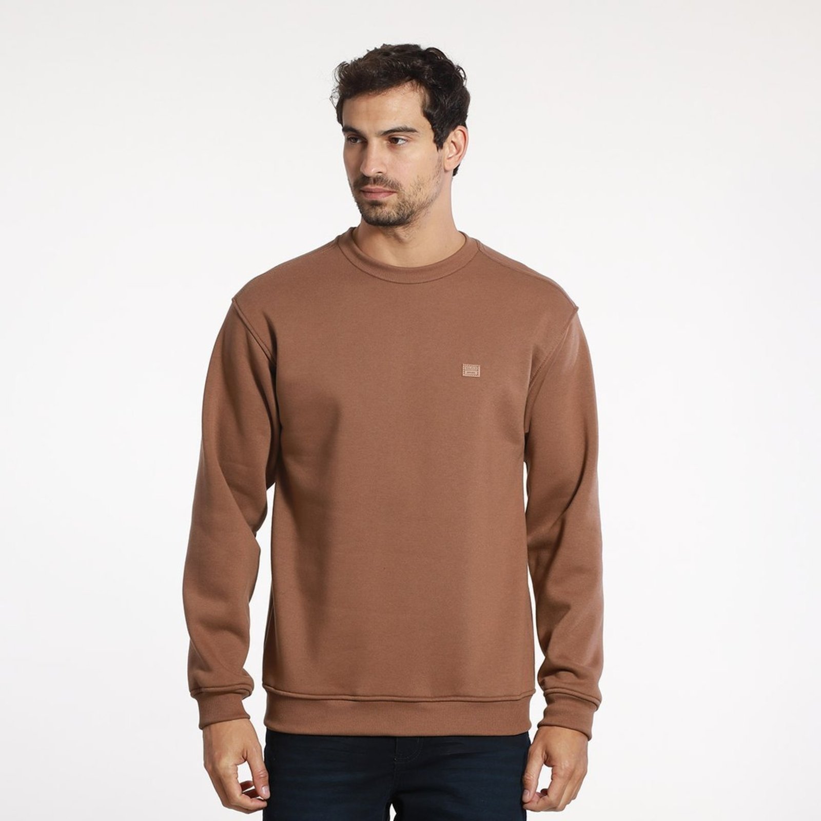 Moletom Masculino VLCS Gola Careca Minimal Marrom