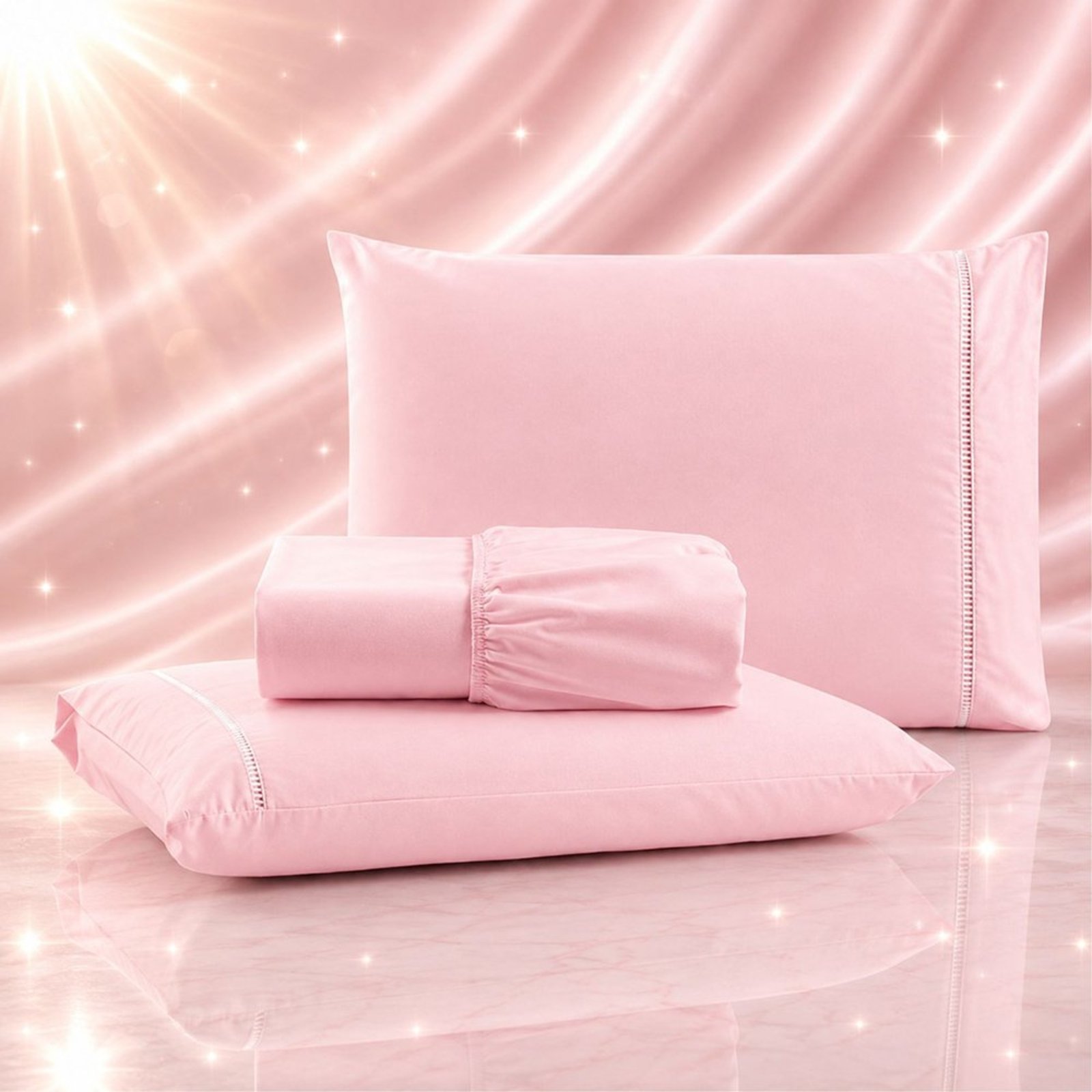 Jogo de Cama Lençol Quality Padrão Micropercal 600 fios Macio 3 Peças - Rosa