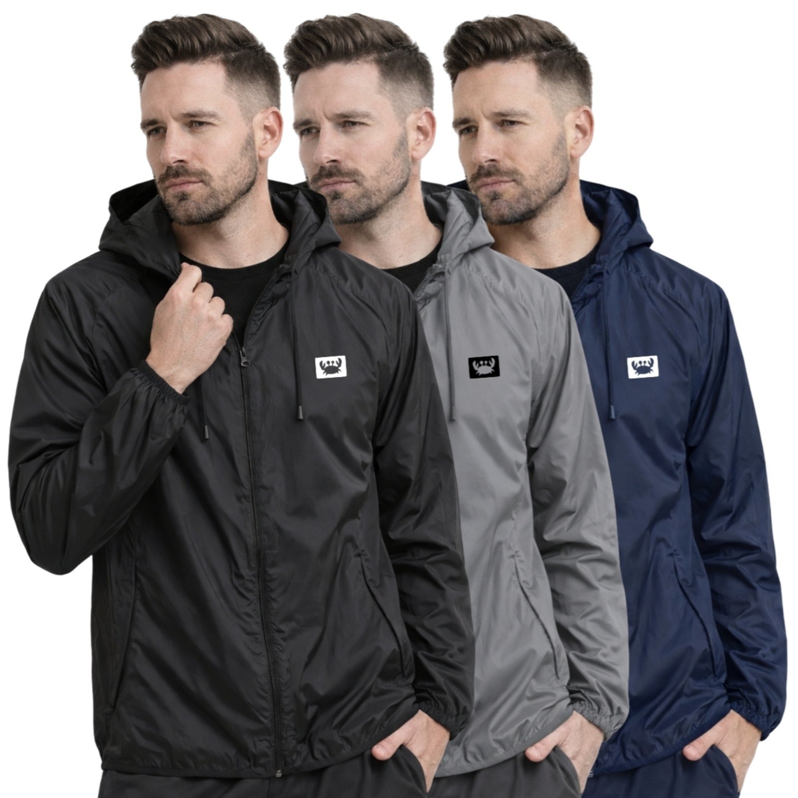 Kit 3 Jaqueta Corta Vento Impermeável Masculino Leve e Confortável Estilo Casual Siri