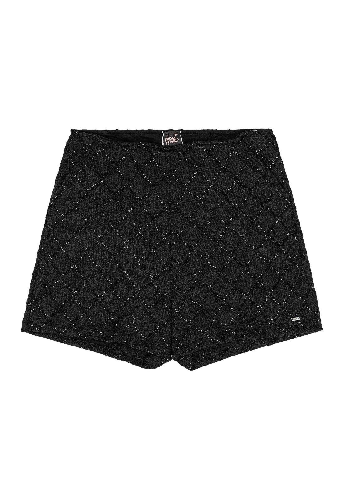 Infantil - Short Juvenil Tricô 3D Forrado Gloss Preto