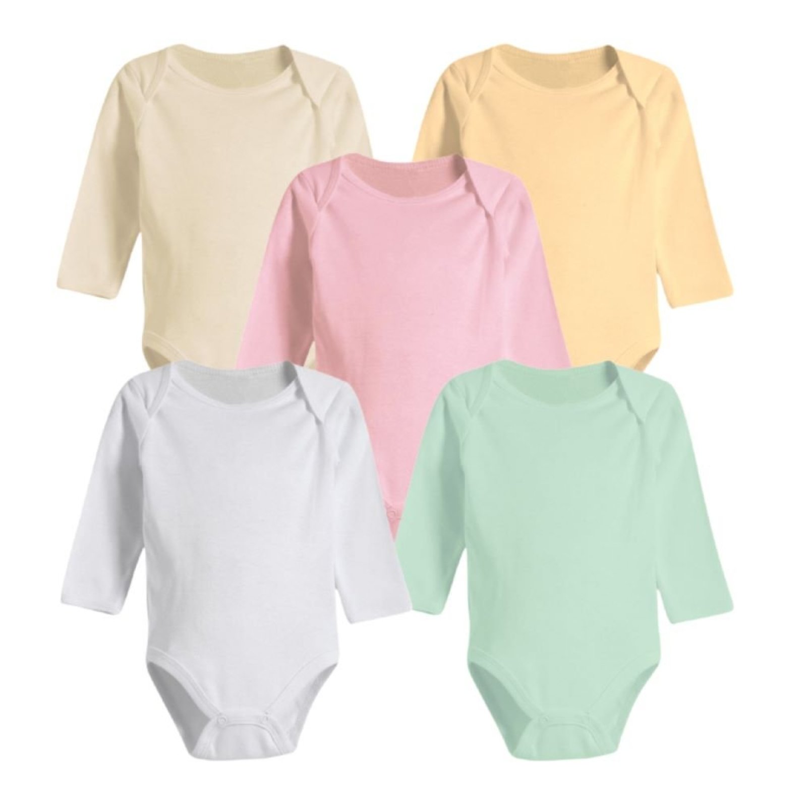 Infantil - Kit Enxoval Roupinhas de 5 Peças Body Manga Longa Liso Rosa