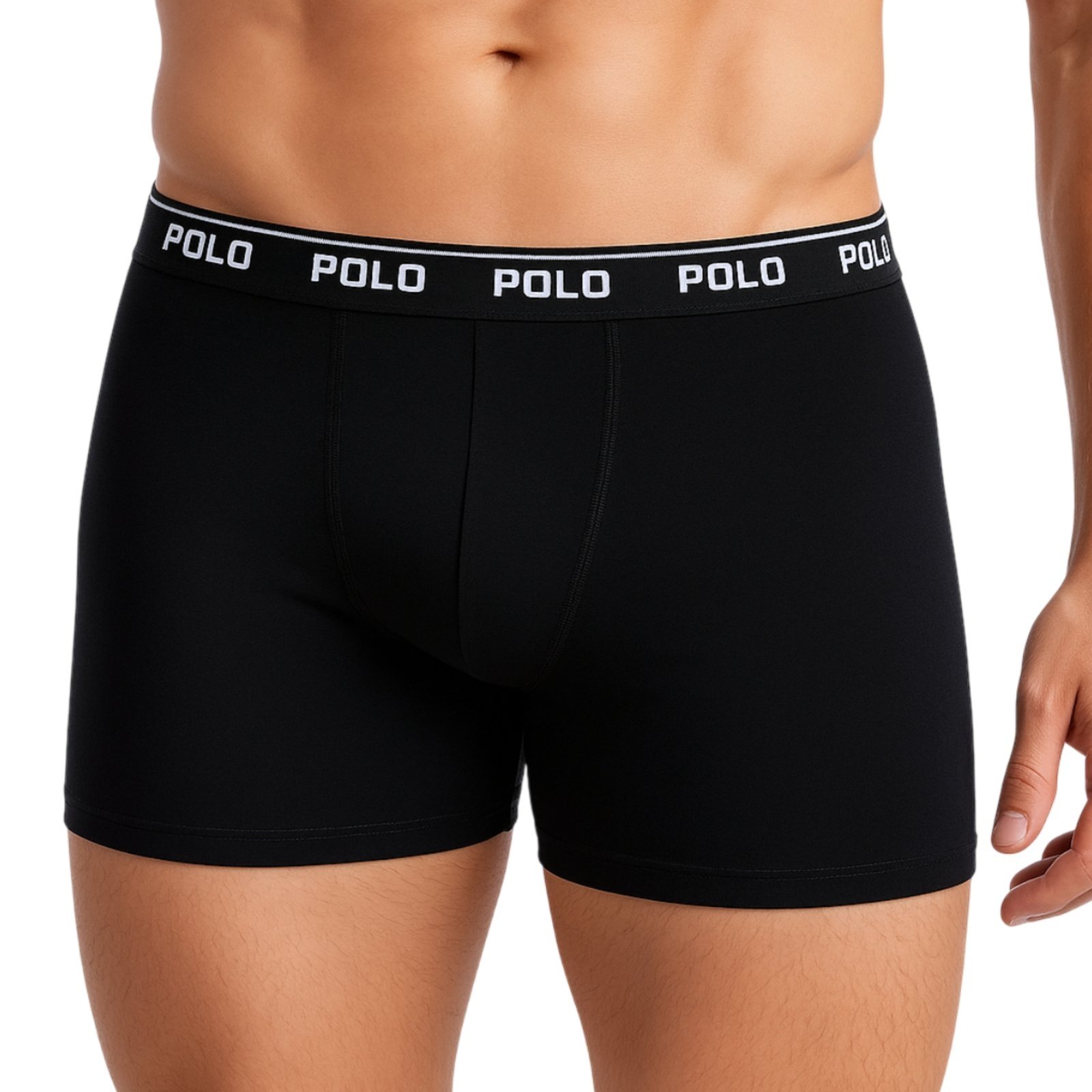 Vista 3 Kit 3 Cuecas Boxer Polo Star Cotton Algodão Masculina Original branco/cinza/preto POLO STAR branco/cinza/preto