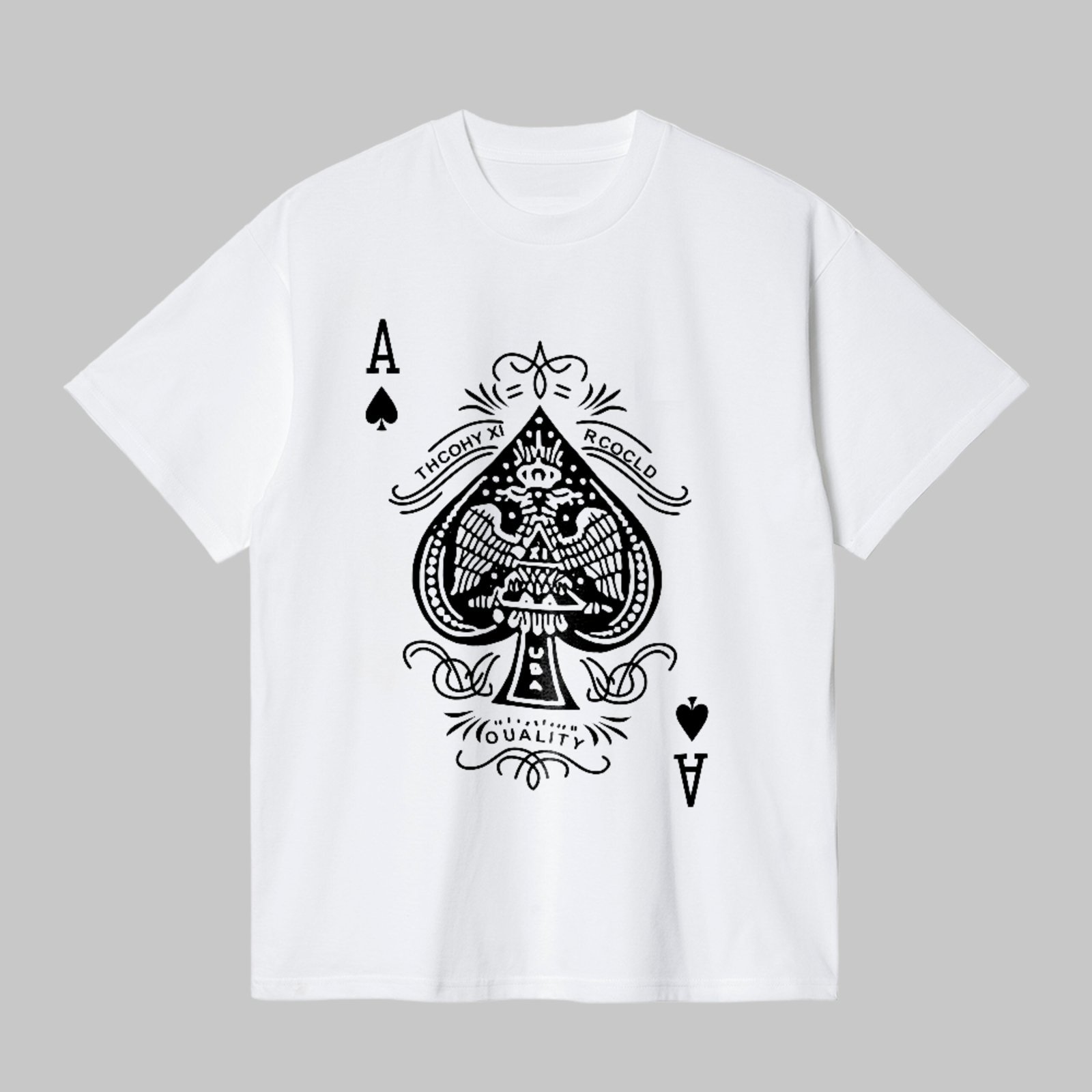 Camiseta Básica Ás De Espadas Baralho Vintage Unissex Branco