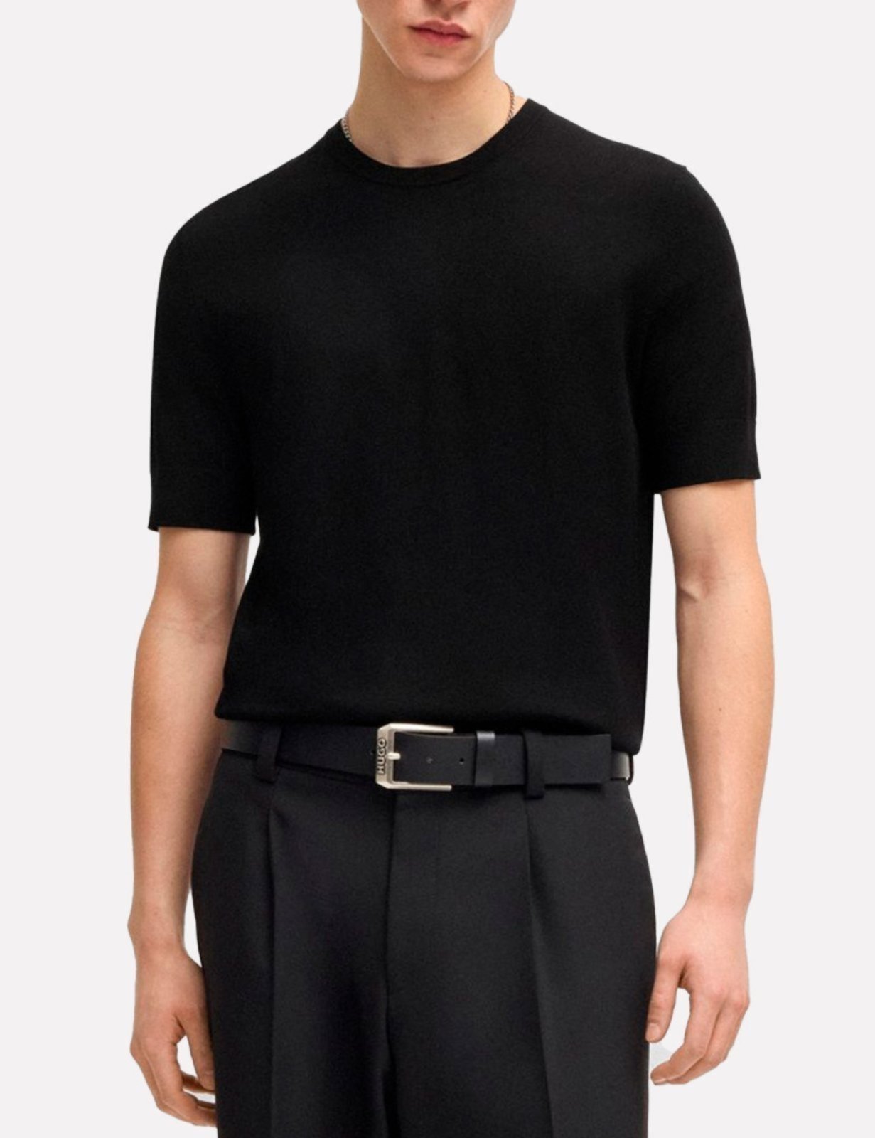 Camiseta Hugo Boss Masculina Regular Tricot San Carl-Cv Preta
