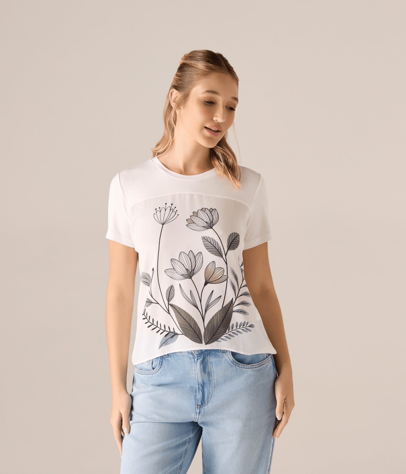 Blusa Makenji Sublimada Feminina Off White