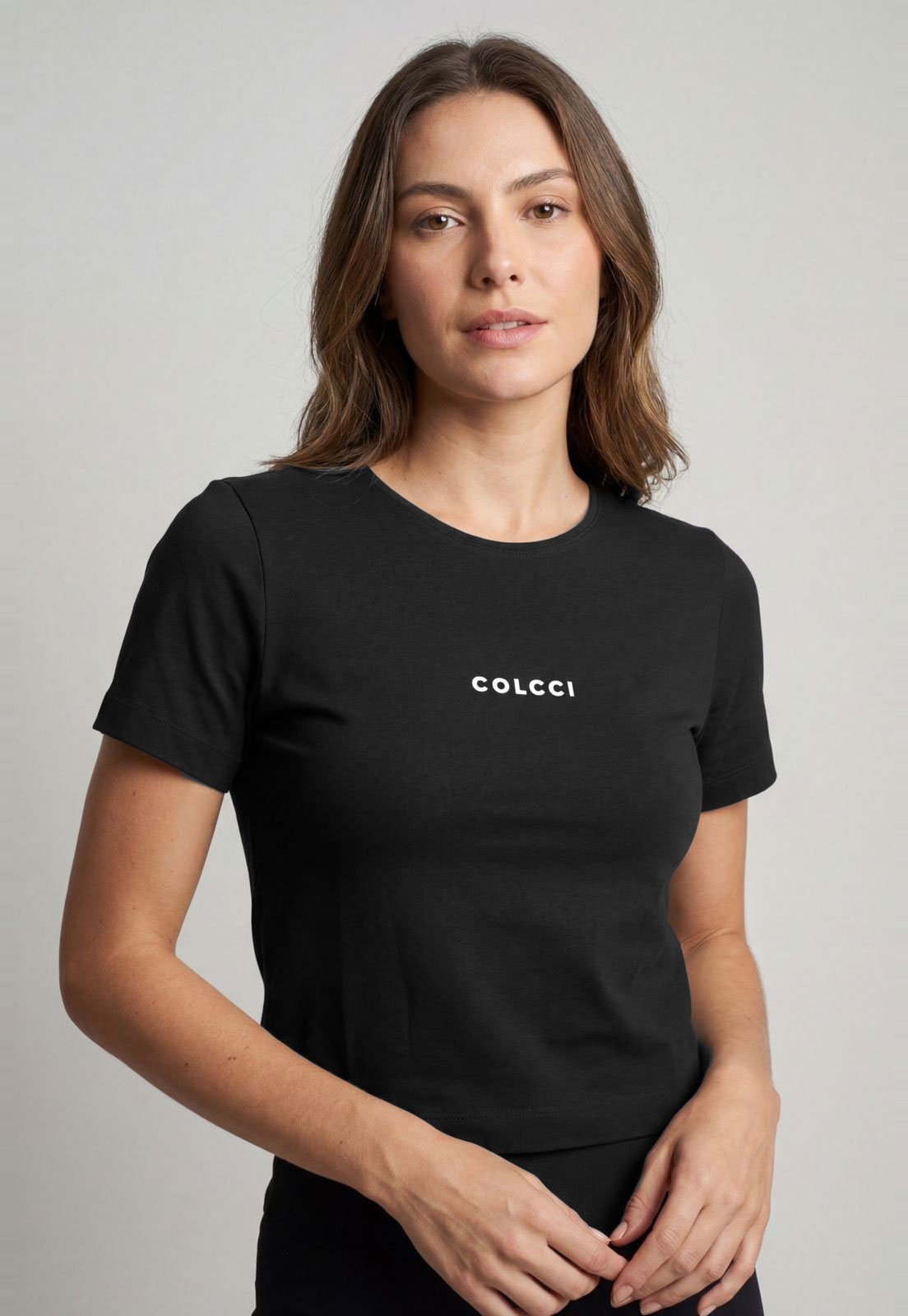 Vista 2 Camiseta Feminina Colcci Logo Preta preto Colcci preto