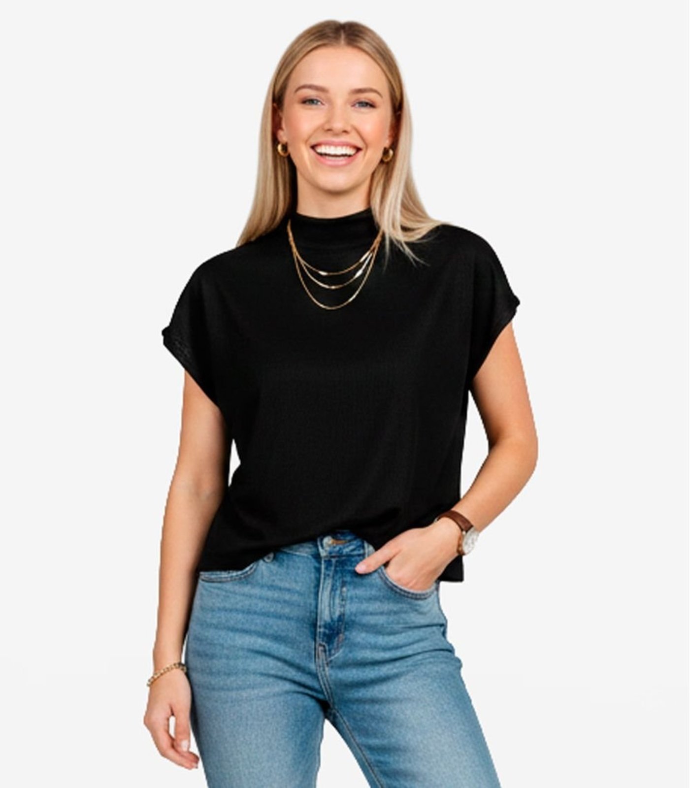 Blusa Feminina Com Gola Chaminé Select Preto