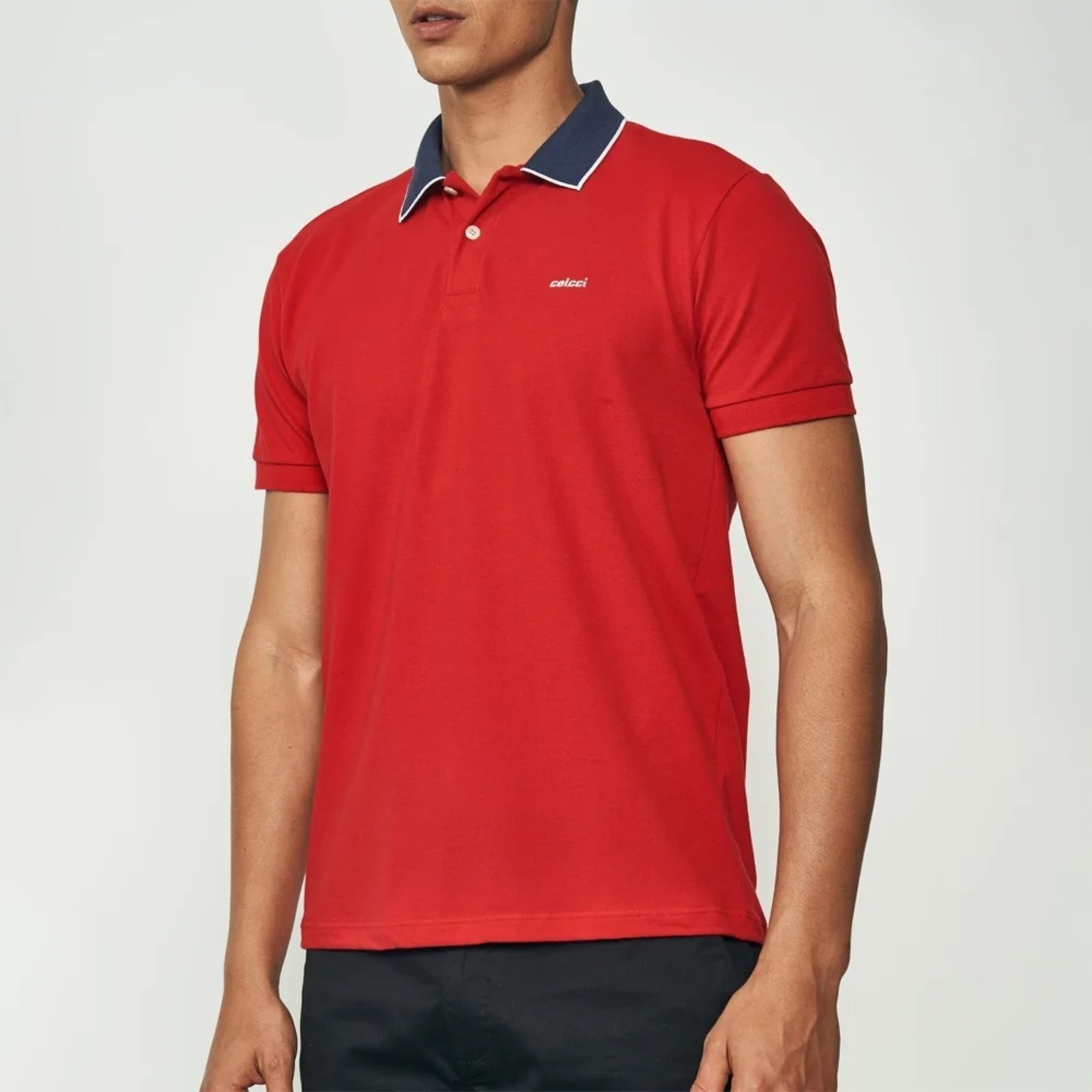 Vista 2 Camisa Polo Colcci Gola Ou25 Masculino vermelho Colcci vermelho